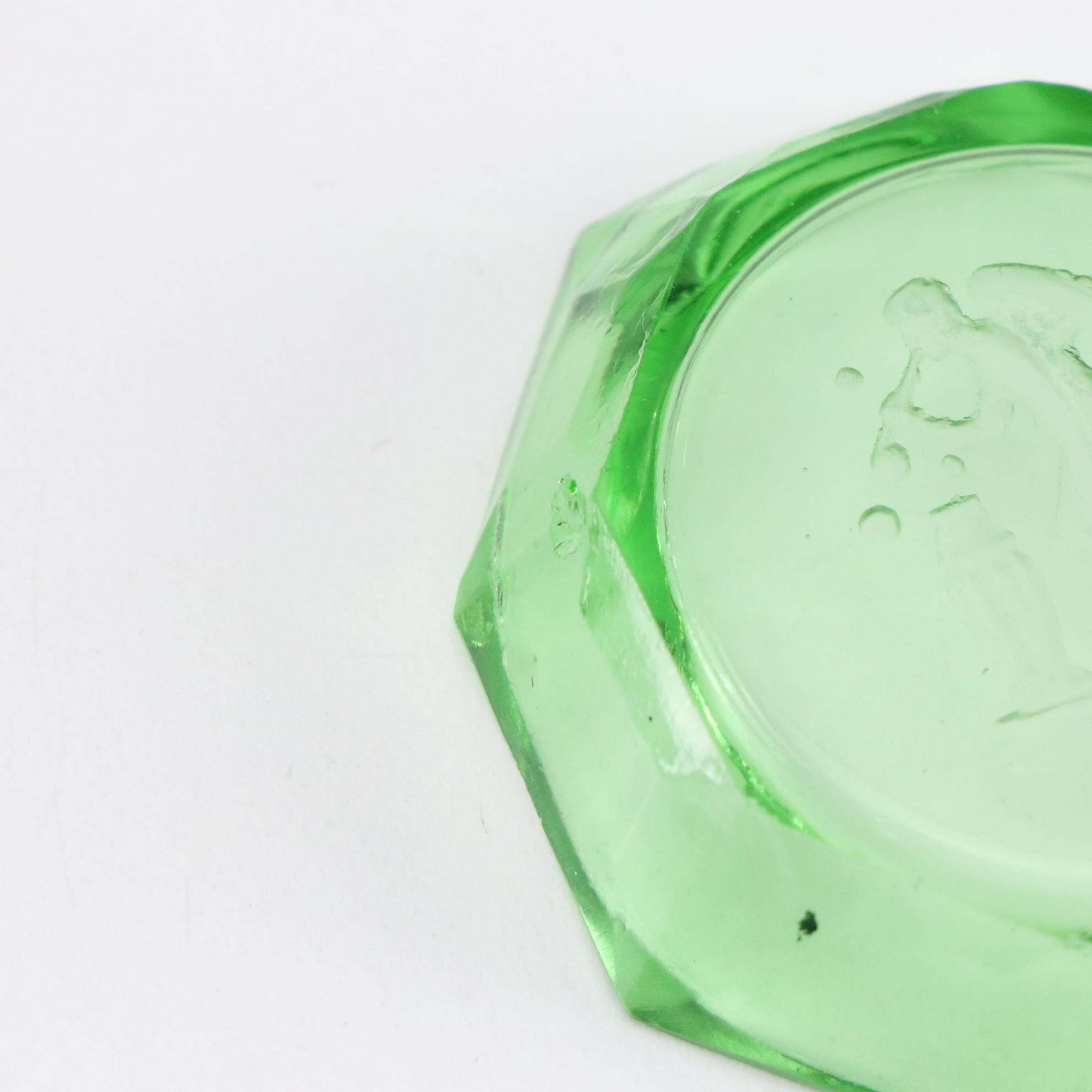 Czech Intaglio Green and Pink Cut Glass Salt Cellar