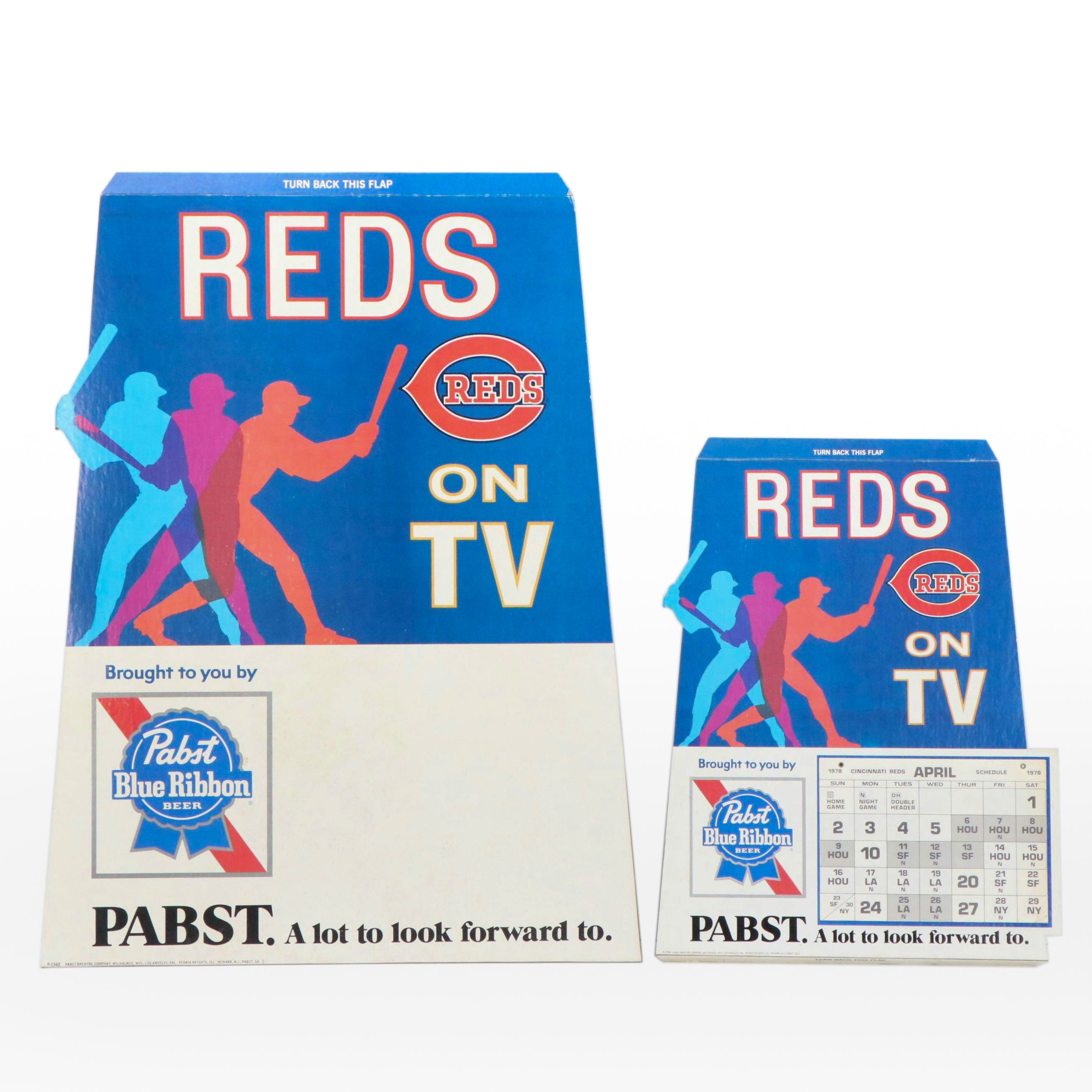 1978 Pabst Blue Ribbon Beer Cincinnati Reds Cardboard Schedules