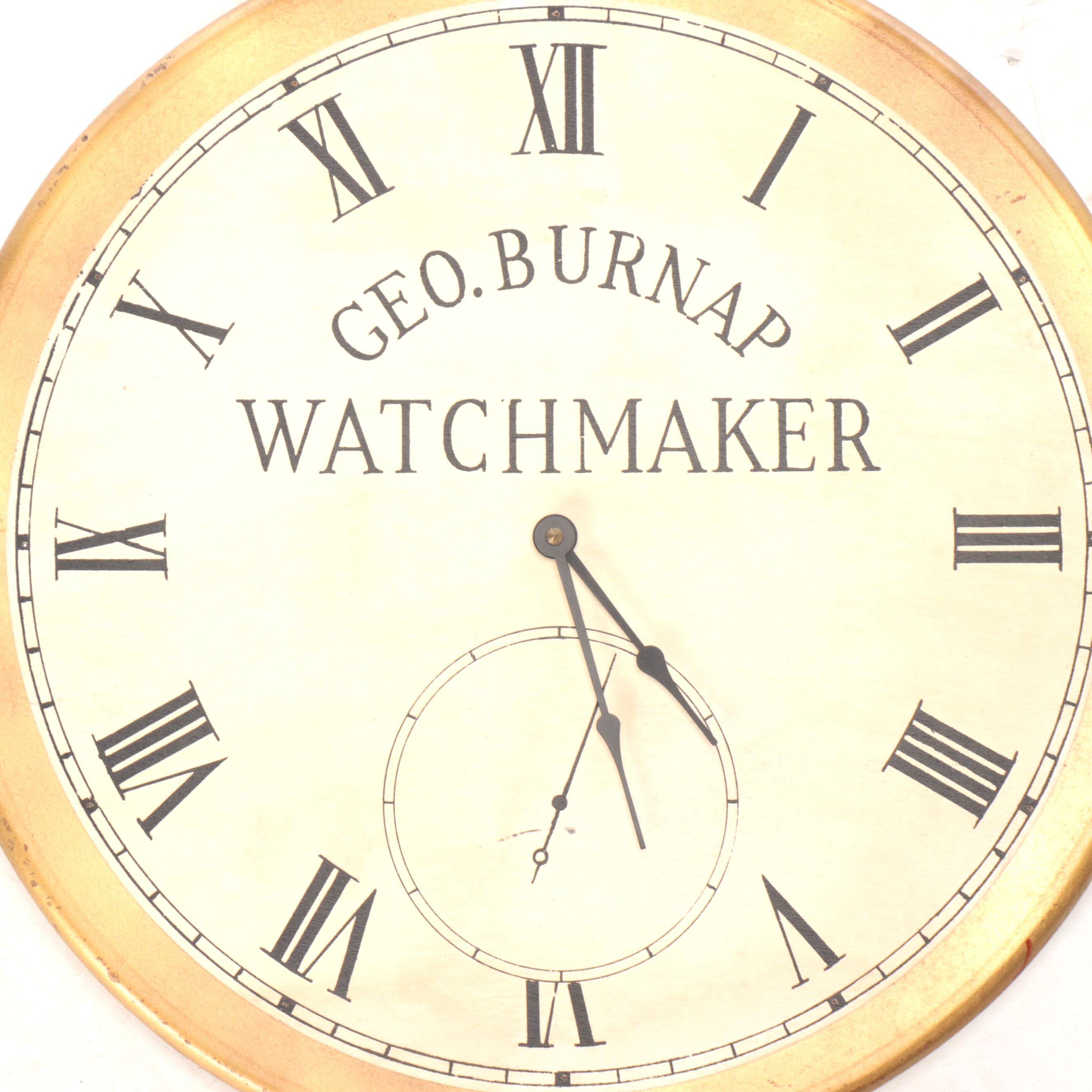 Carved Wood Pocket-Watch-Shaped Battery-Operated Wall Clock