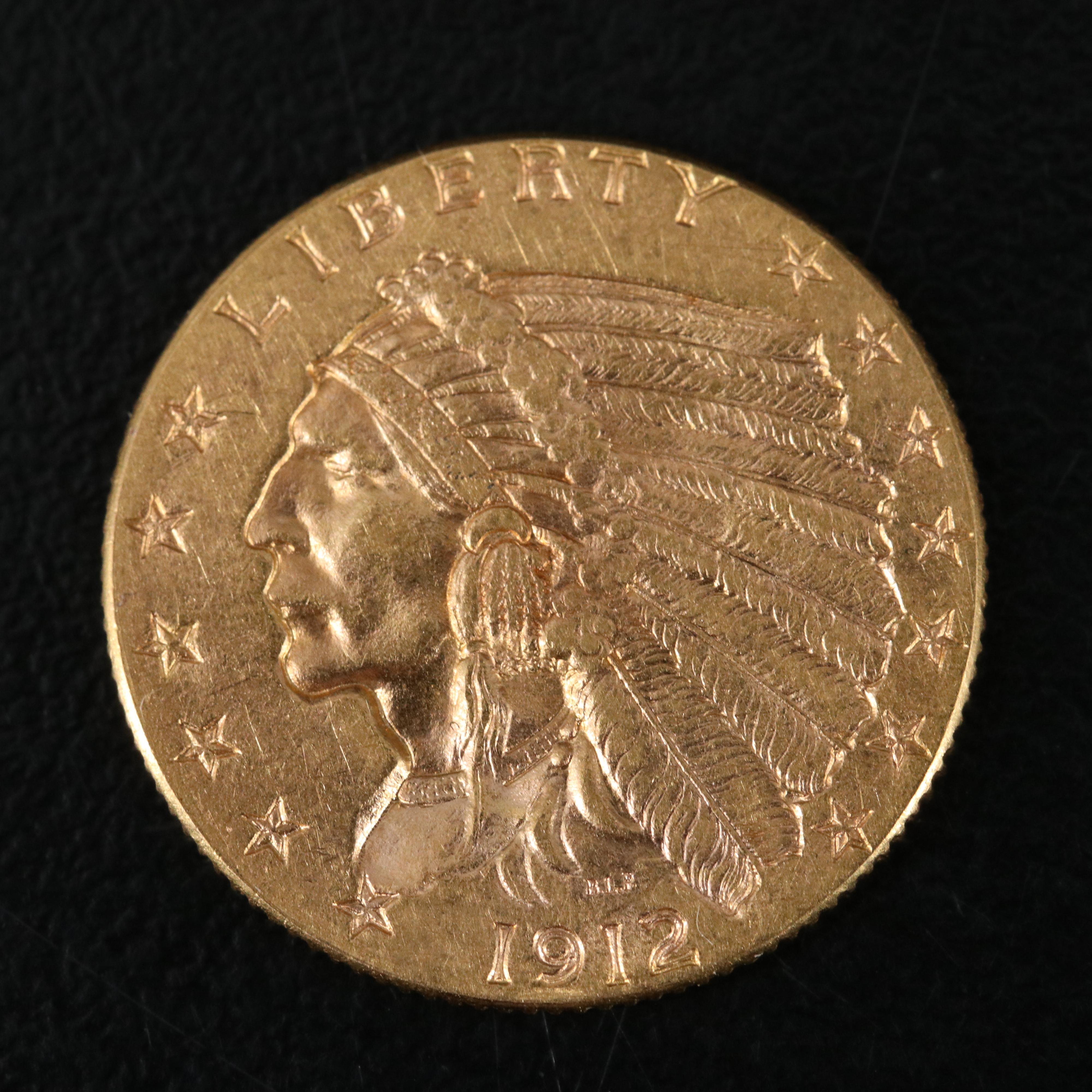 1912 Indian $2 1/2 Gold Coin