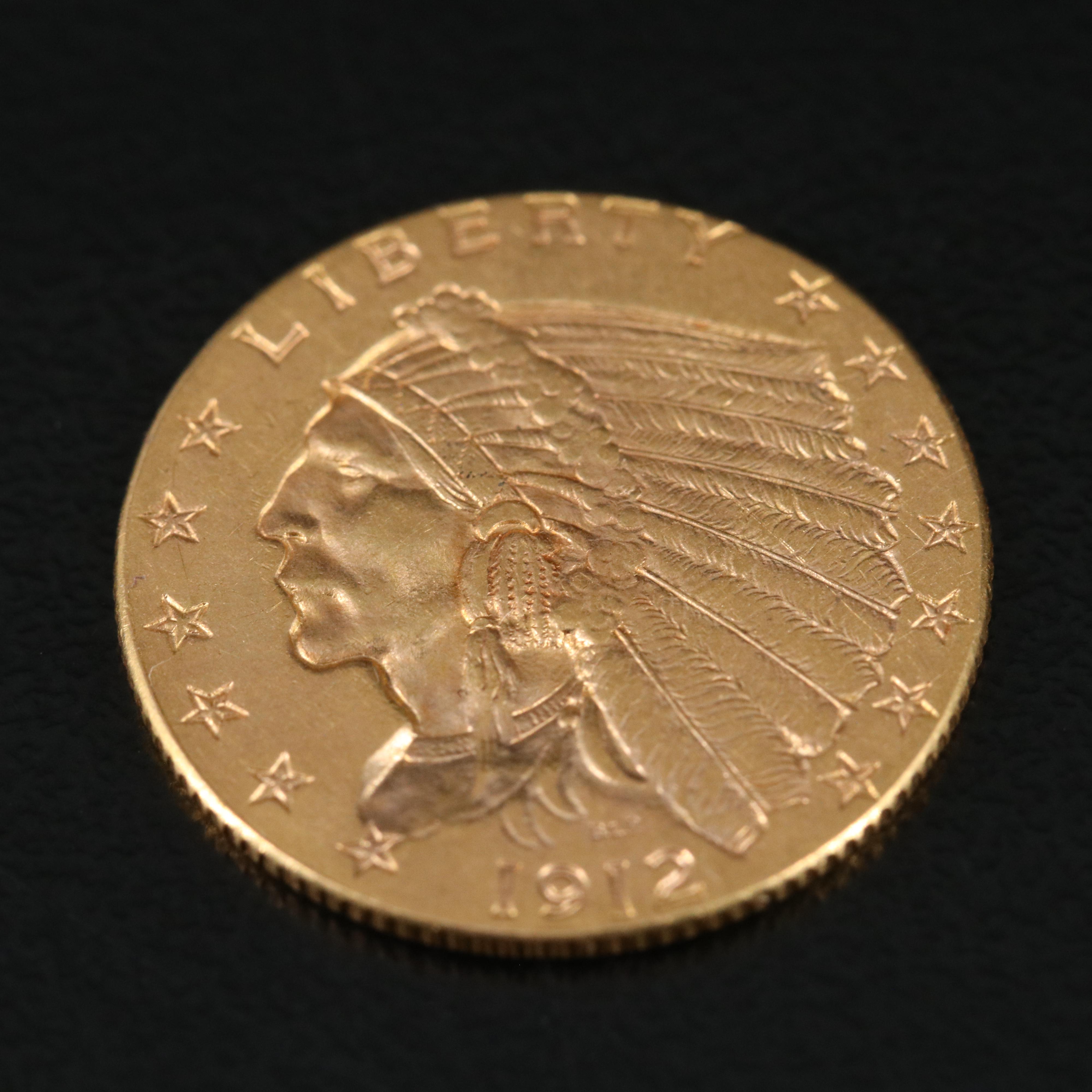 1912 Indian $2 1/2 Gold Coin