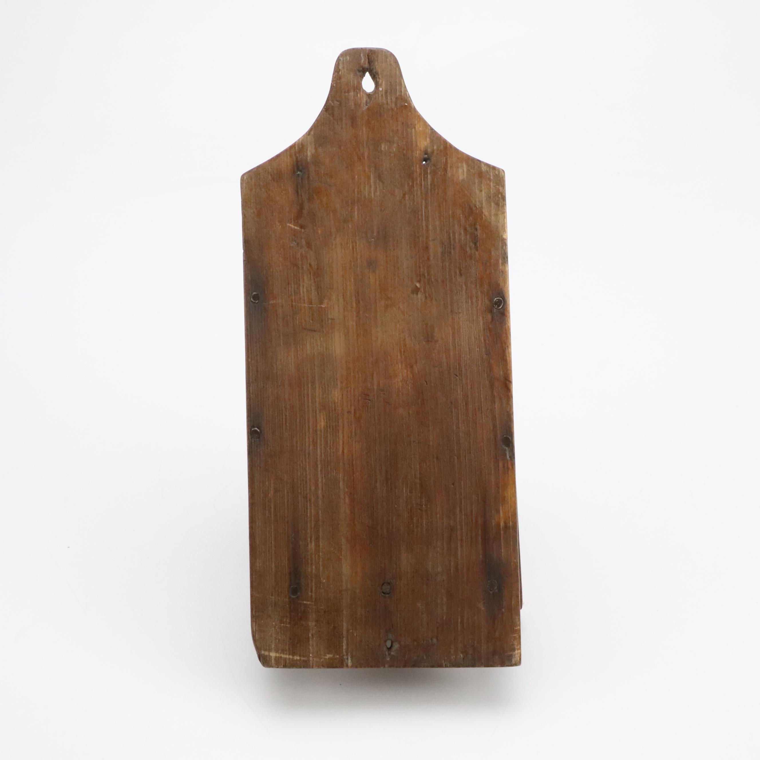 Carved Wooden Trencher Dough Bowl with Wooden Basket and Wall Pocket, Antique