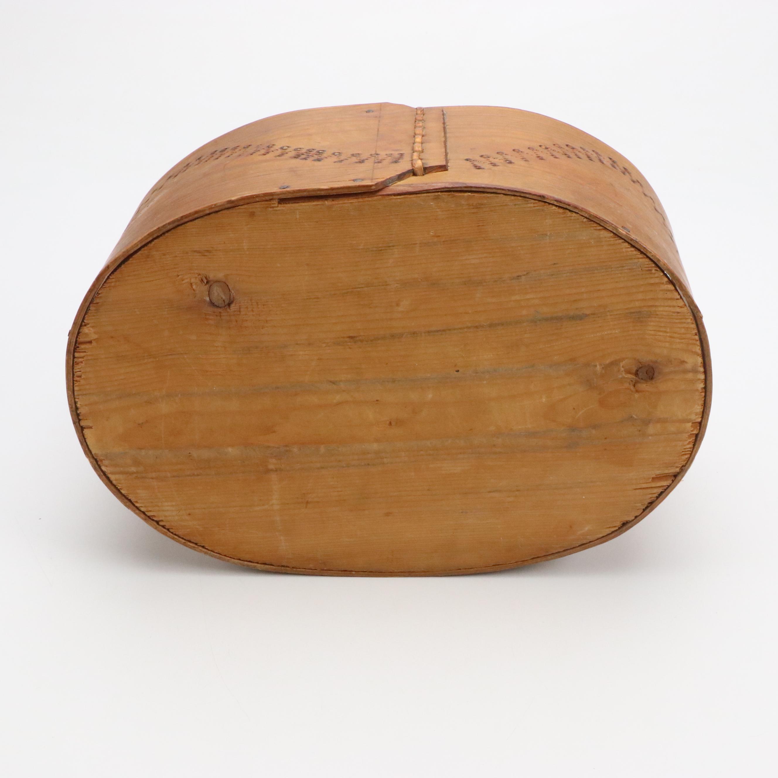 Carved Wooden Trencher Dough Bowl with Wooden Basket and Wall Pocket, Antique