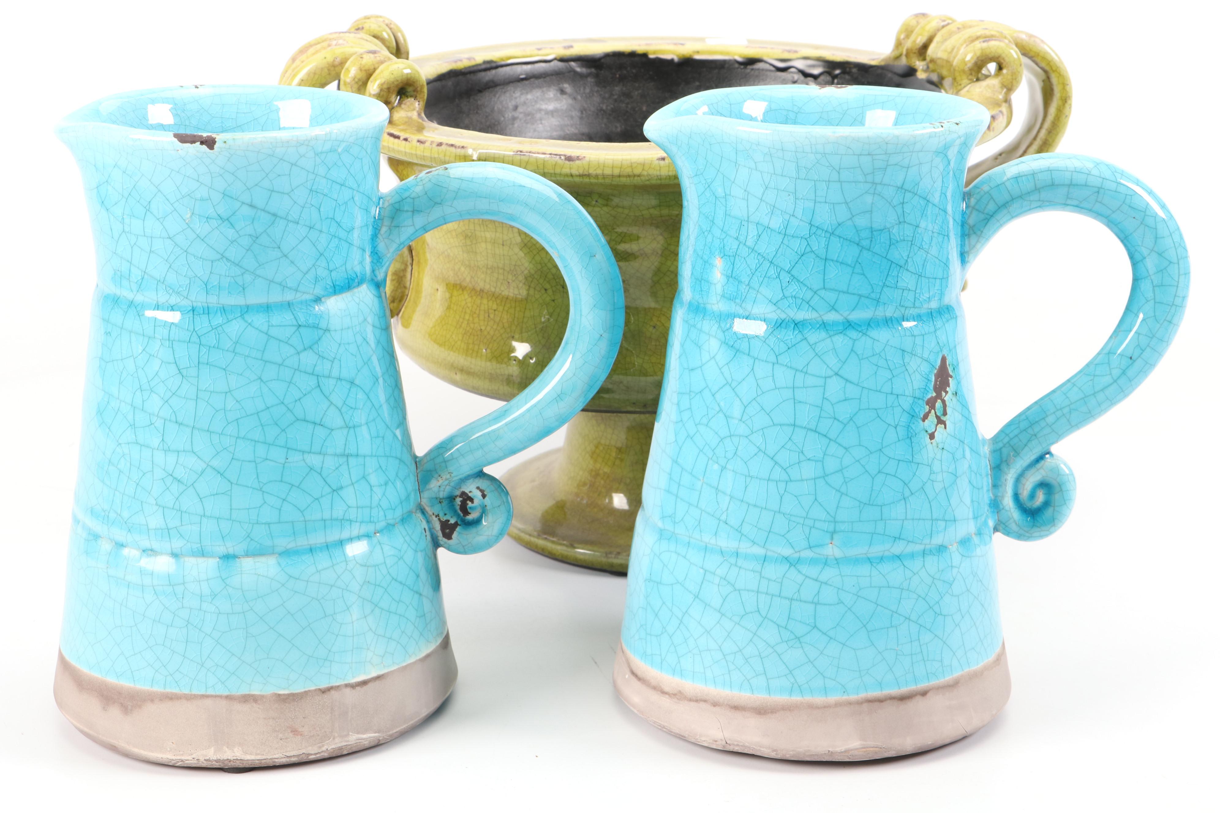 Foreside Home & Garden "Coastal" Ceramic Pitchers and Other Ceramic Décor