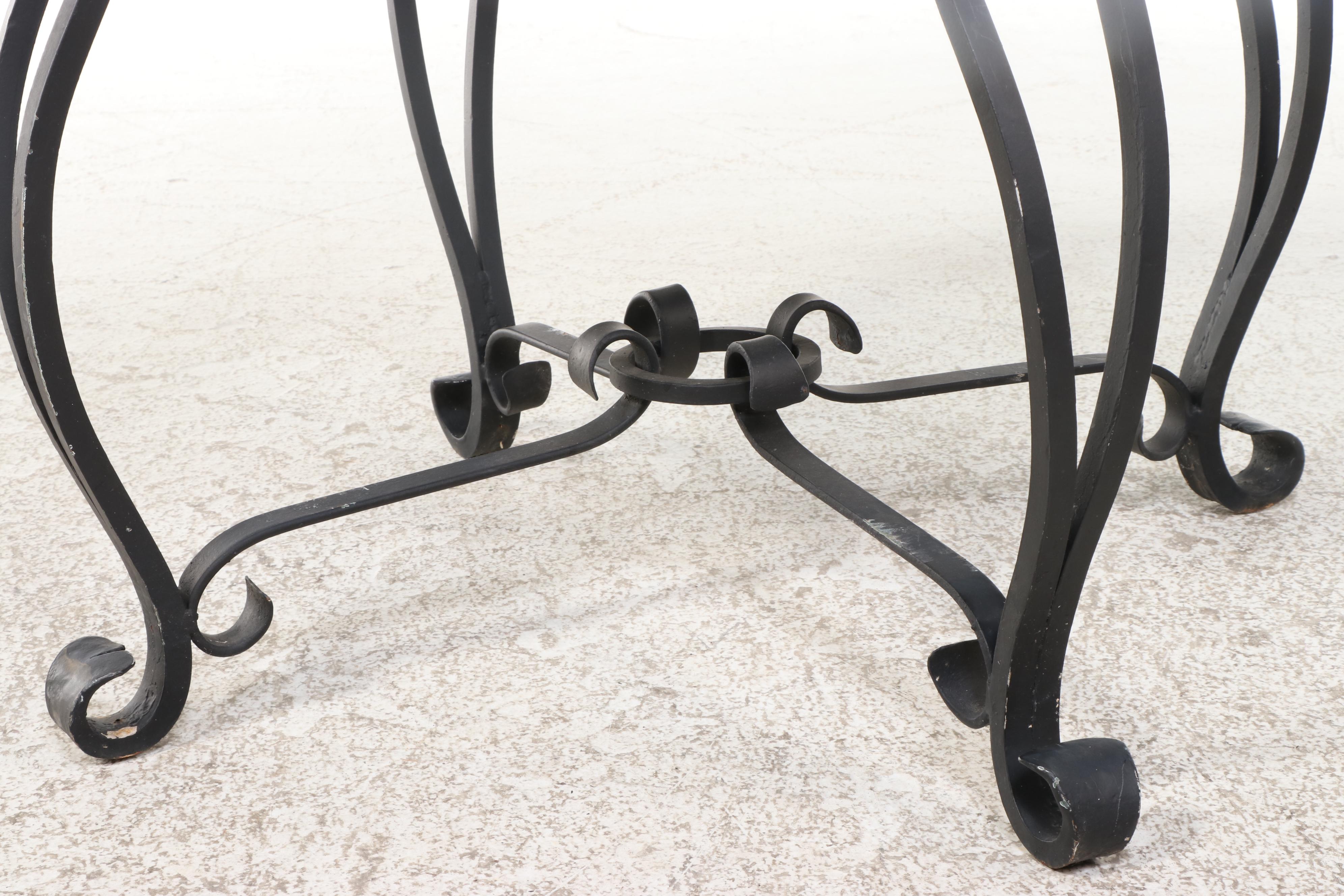 Wrought Iron and Glass Side Table