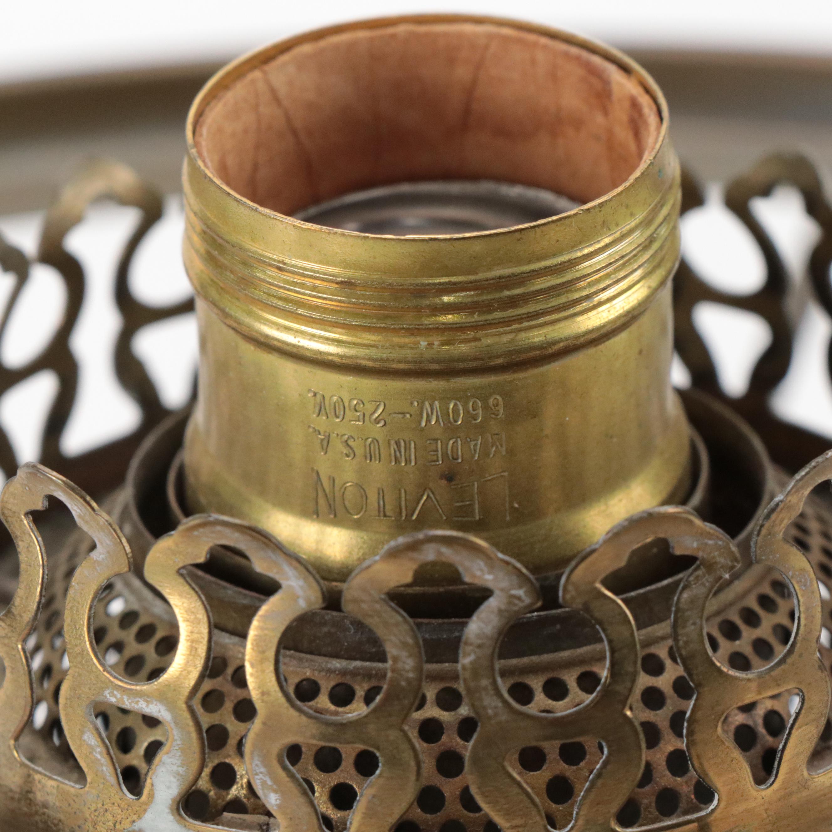 Brass Rayo Oil Lamp with Matte Glass Shade, Adapted Mid to Late 20th Century
