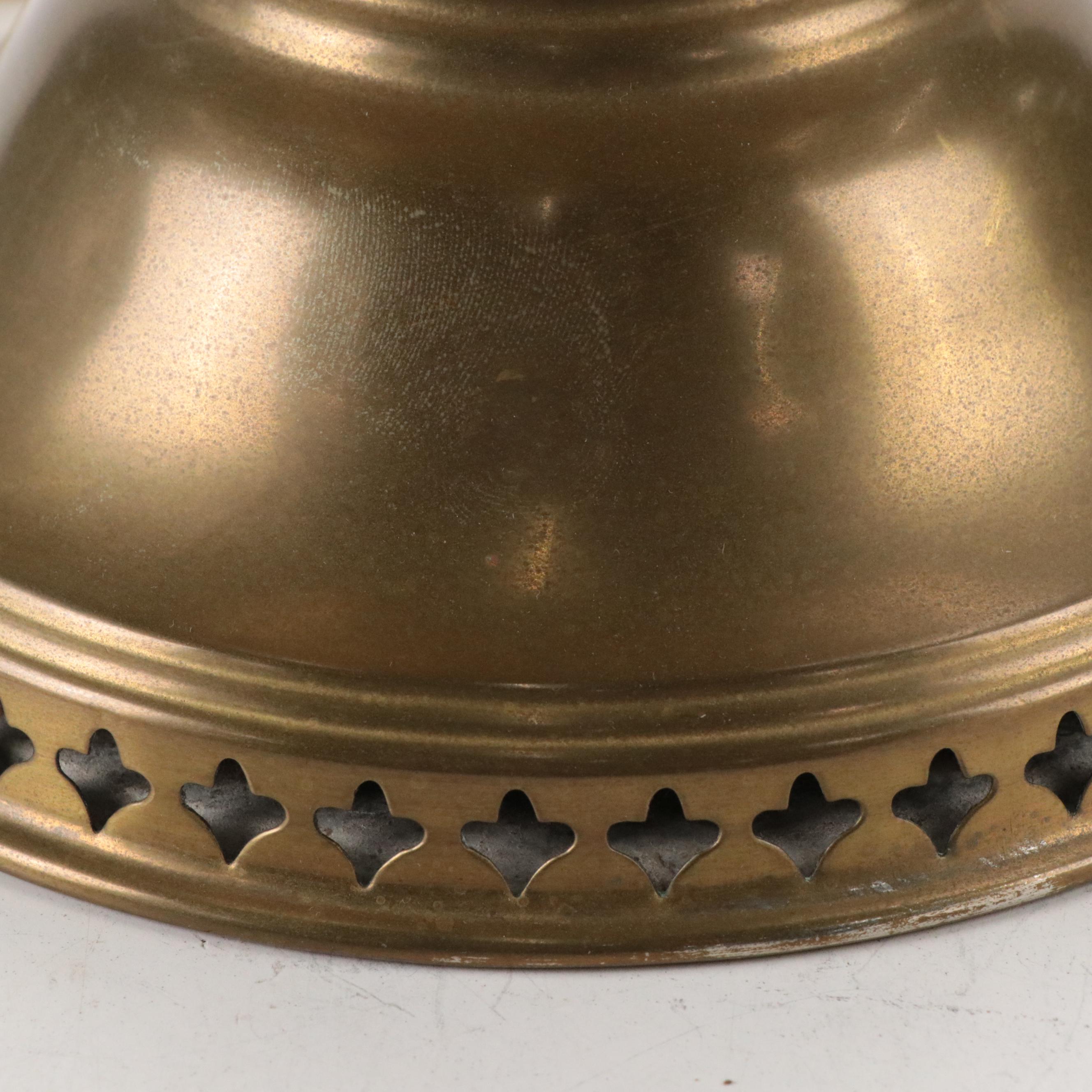 Brass Rayo Oil Lamp with Matte Glass Shade, Adapted Mid to Late 20th Century