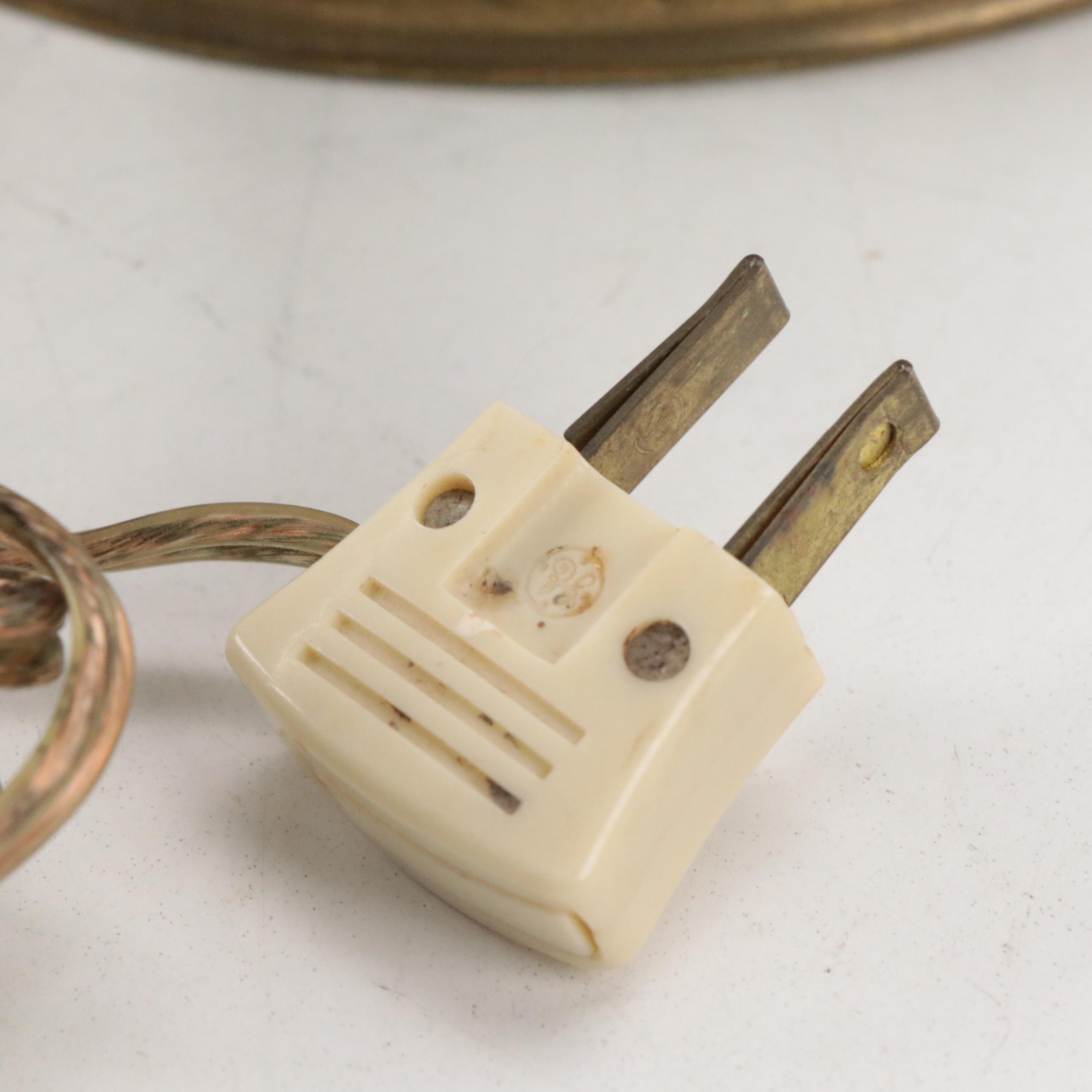 Brass Rayo Oil Lamp with Matte Glass Shade, Adapted Mid to Late 20th Century