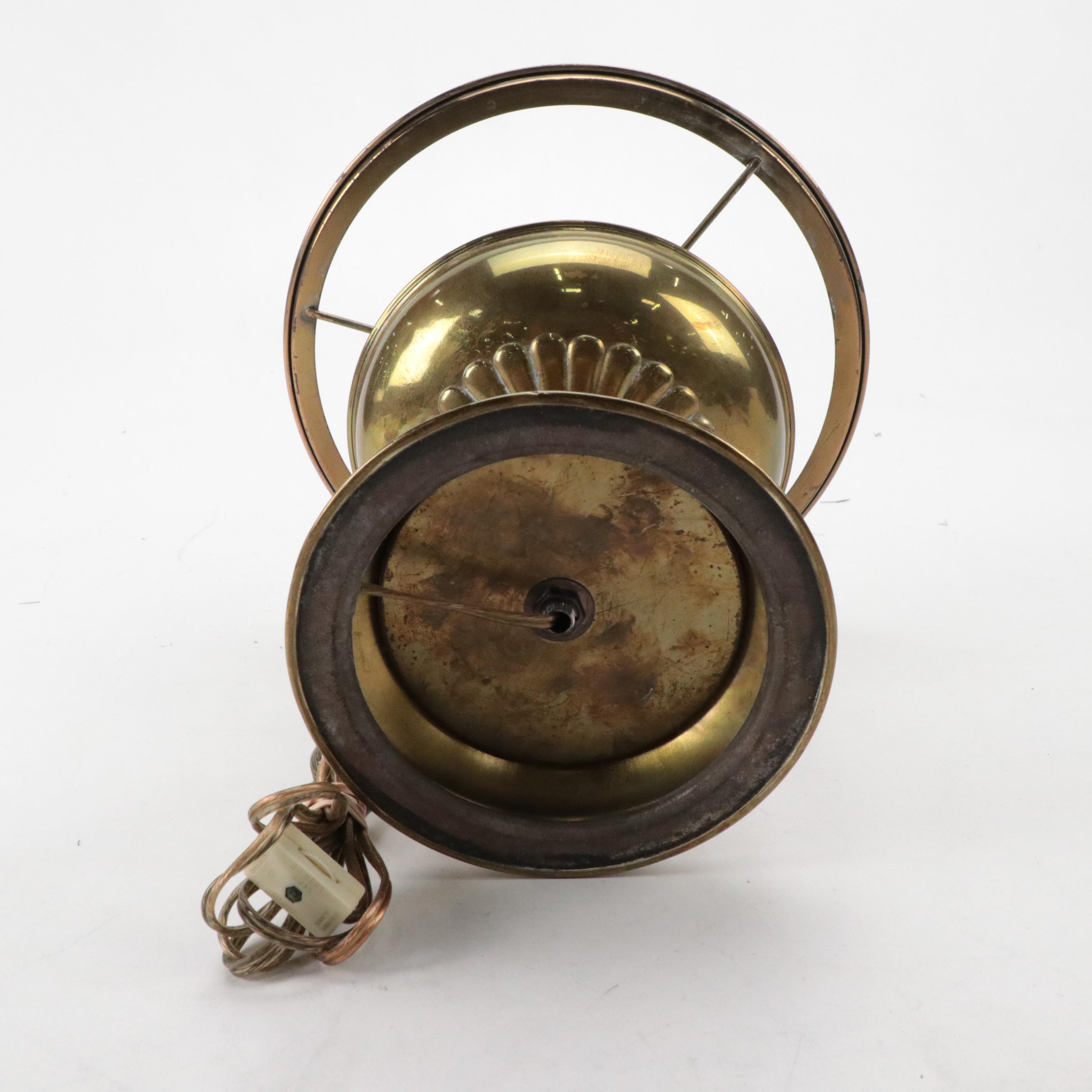 Brass Rayo Oil Lamp with Matte Glass Shade, Adapted Mid to Late 20th Century