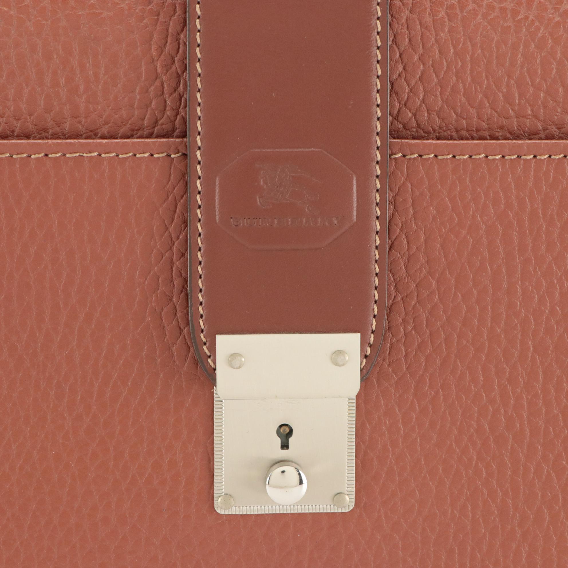 Burberry Dulles Business Bag in Brown Textured Leather