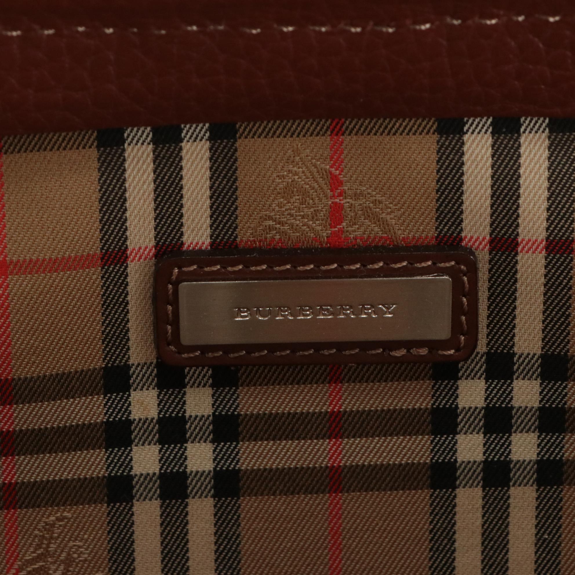 Burberry Dulles Business Bag in Brown Textured Leather