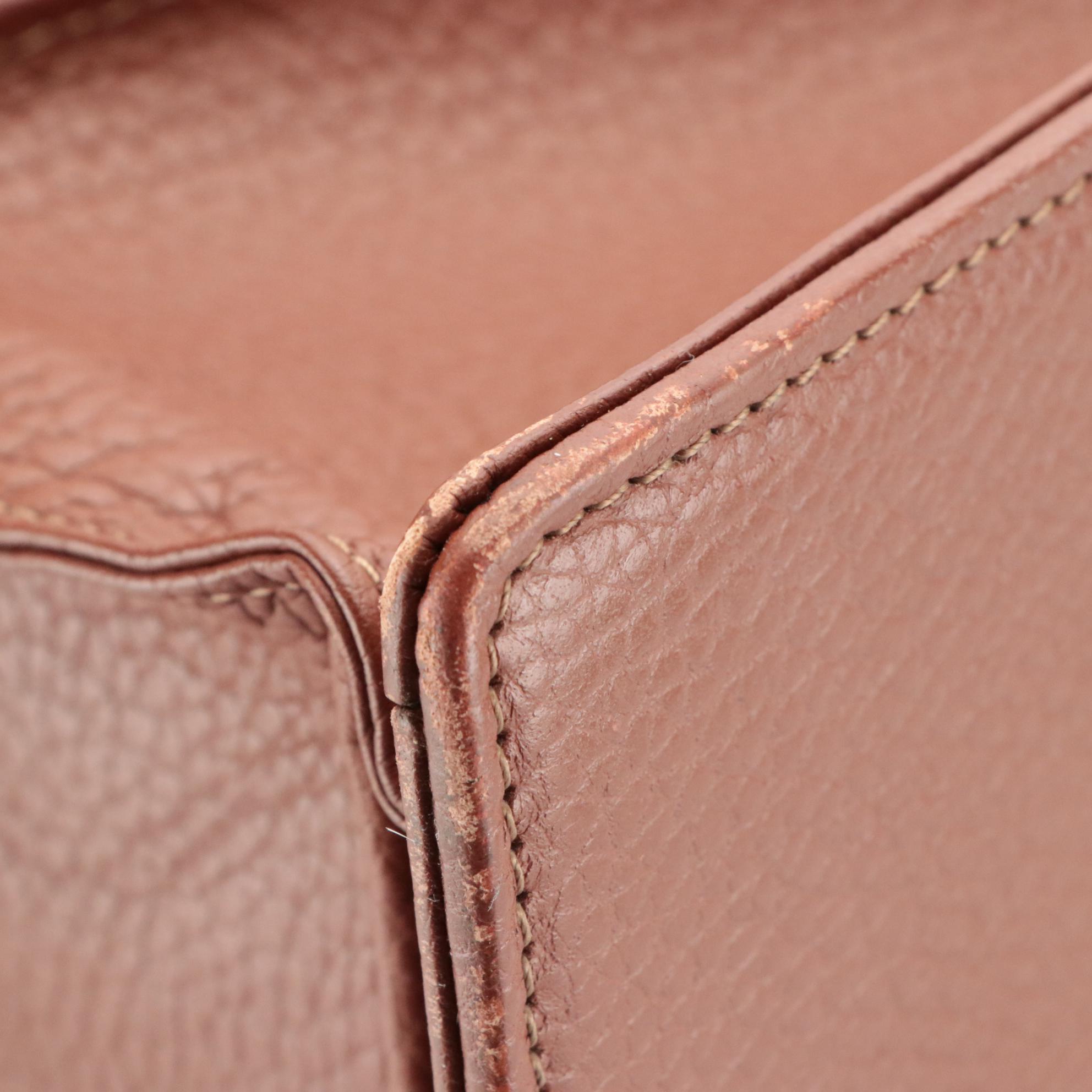 Burberry Dulles Business Bag in Brown Textured Leather