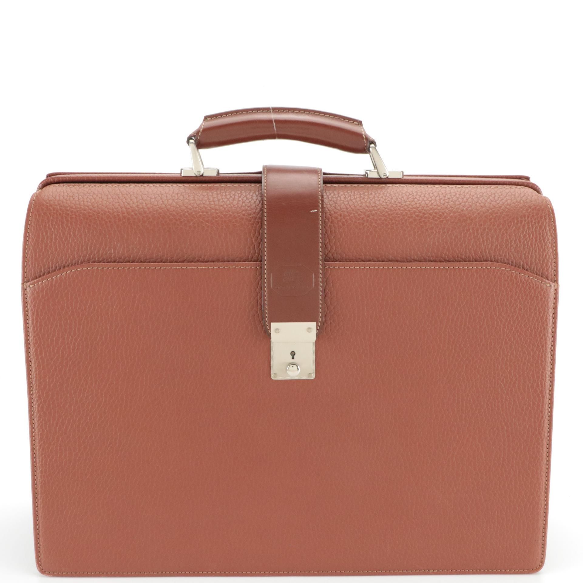 Burberry Dulles Business Bag in Brown Textured Leather