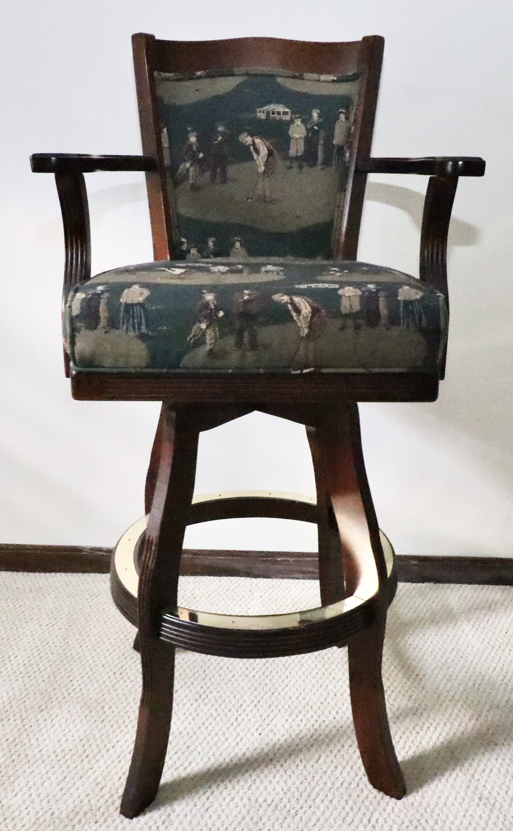 English Pub Style Freestanding Bar with Illuminated Stained Glass Canopy