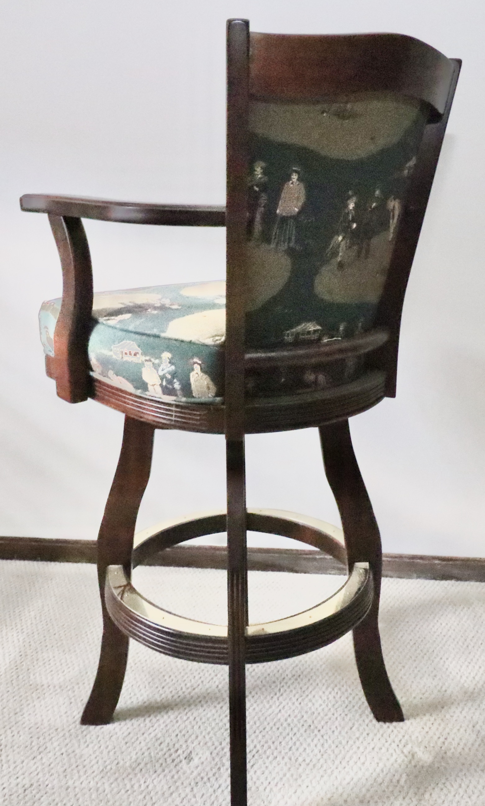 English Pub Style Freestanding Bar with Illuminated Stained Glass Canopy