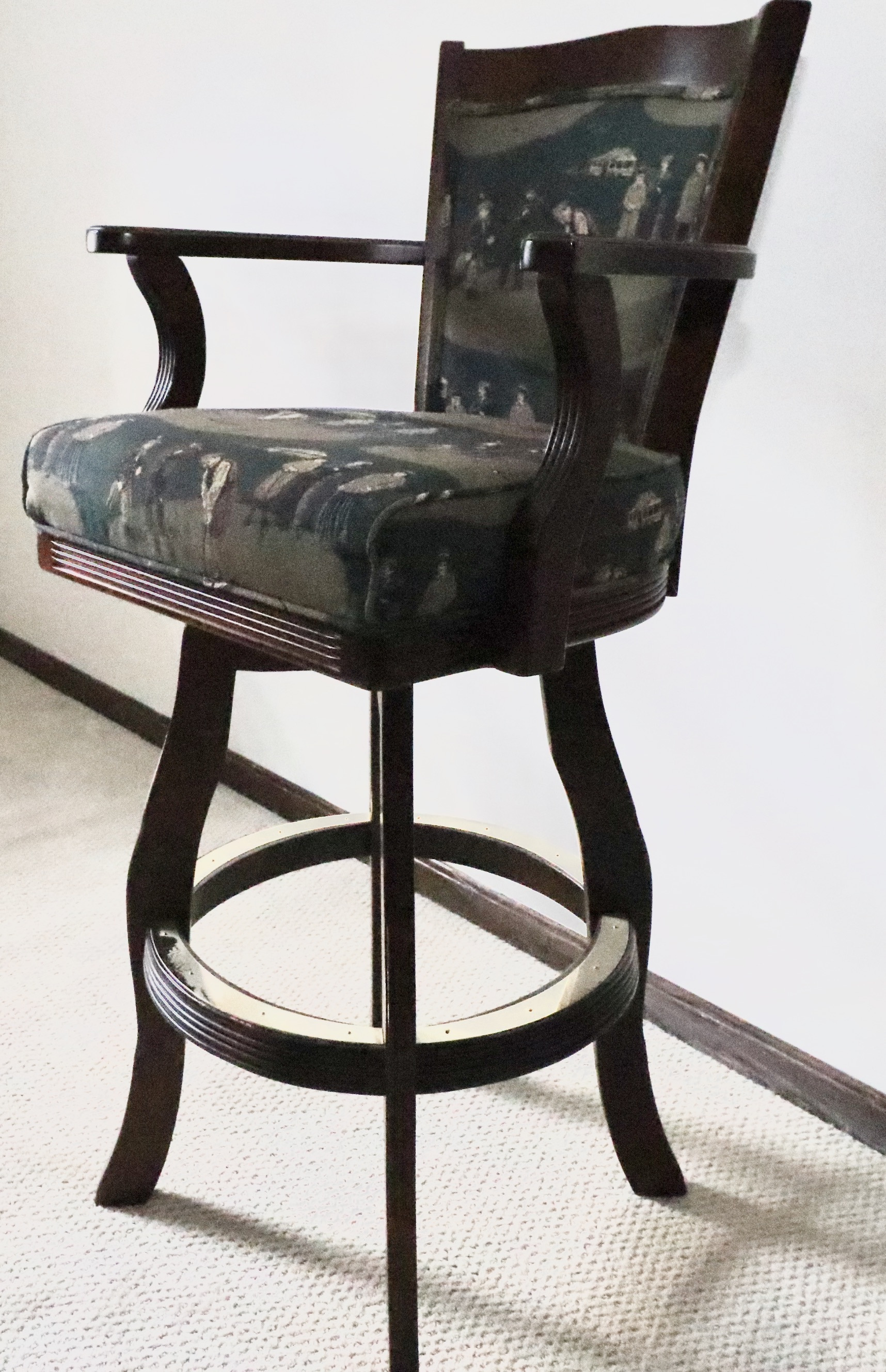 English Pub Style Freestanding Bar with Illuminated Stained Glass Canopy