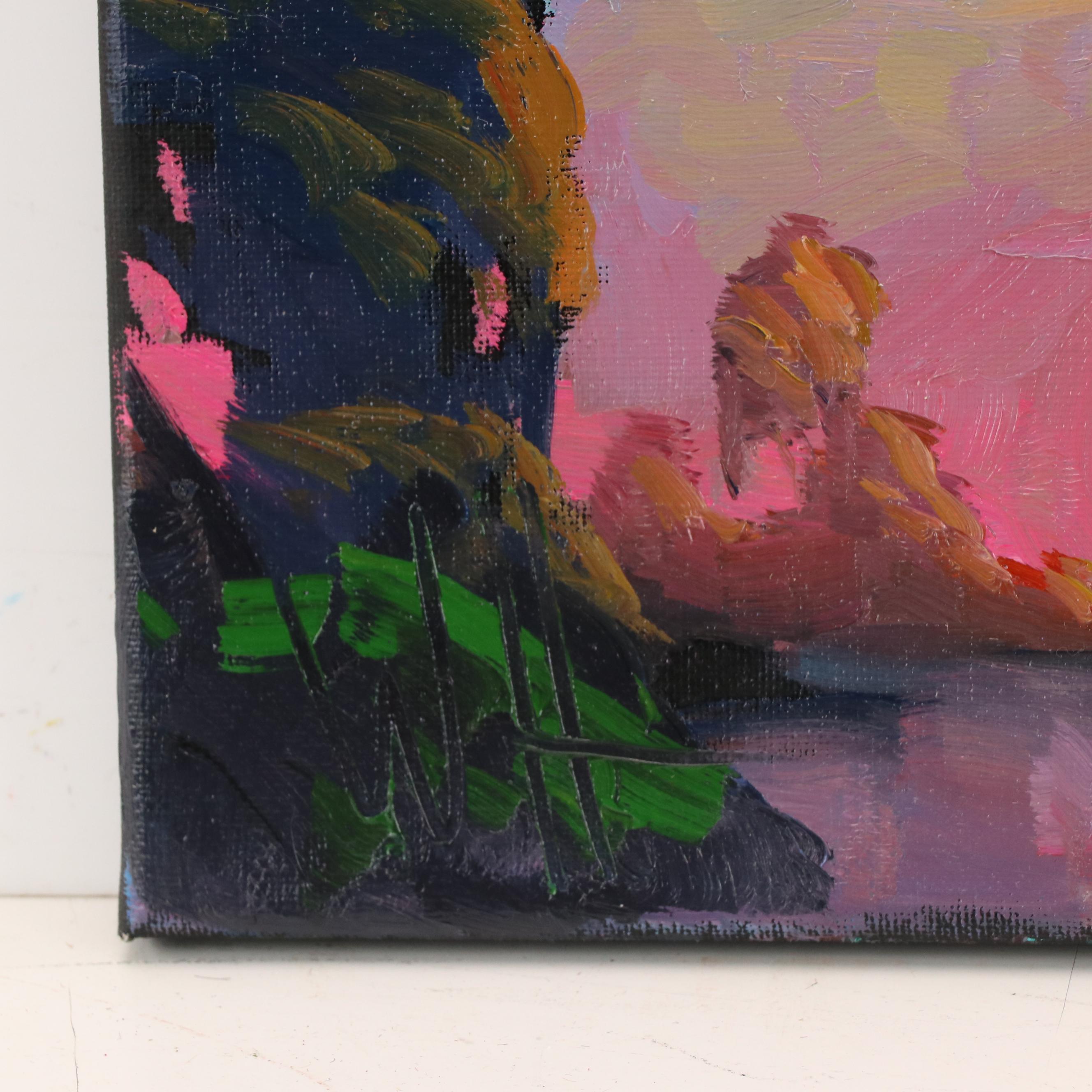 William Hawkins Sunset Landscape Oil Painting, 21st Century