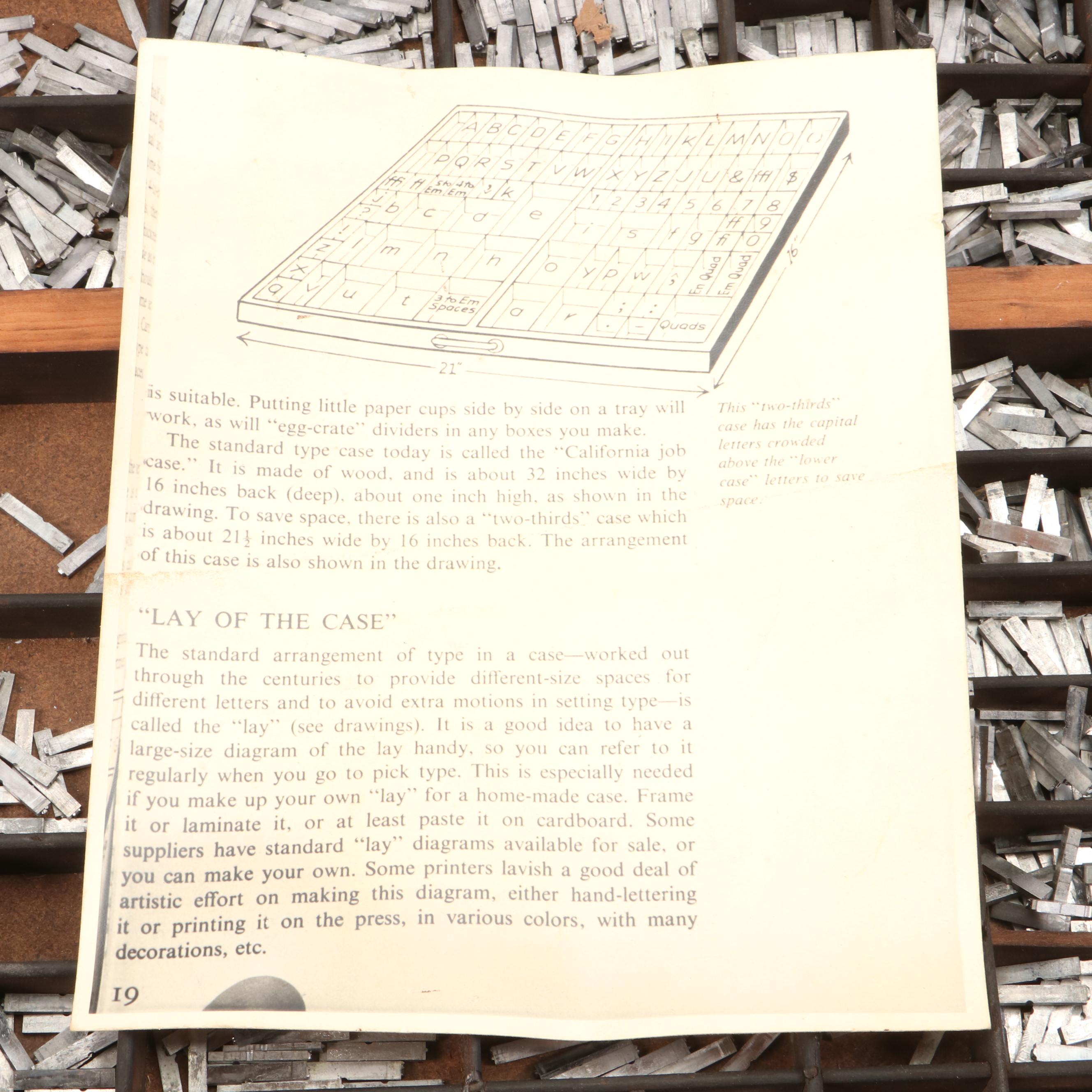 Metal Letterpress Serif Font Typecase in Organizer