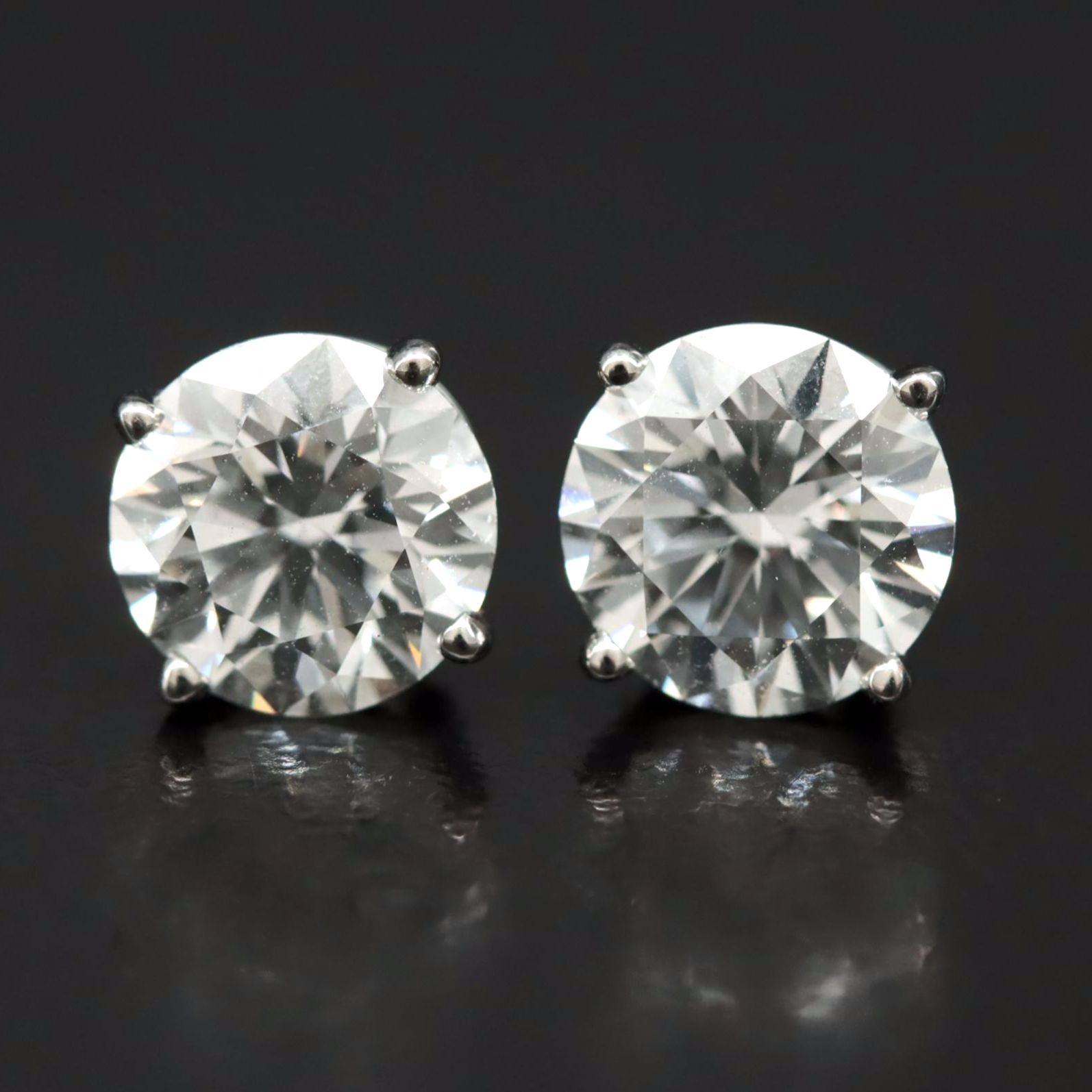 Platinum 2.14 CTW Lab Grown Diamond Stud Earrings with IGI Reports