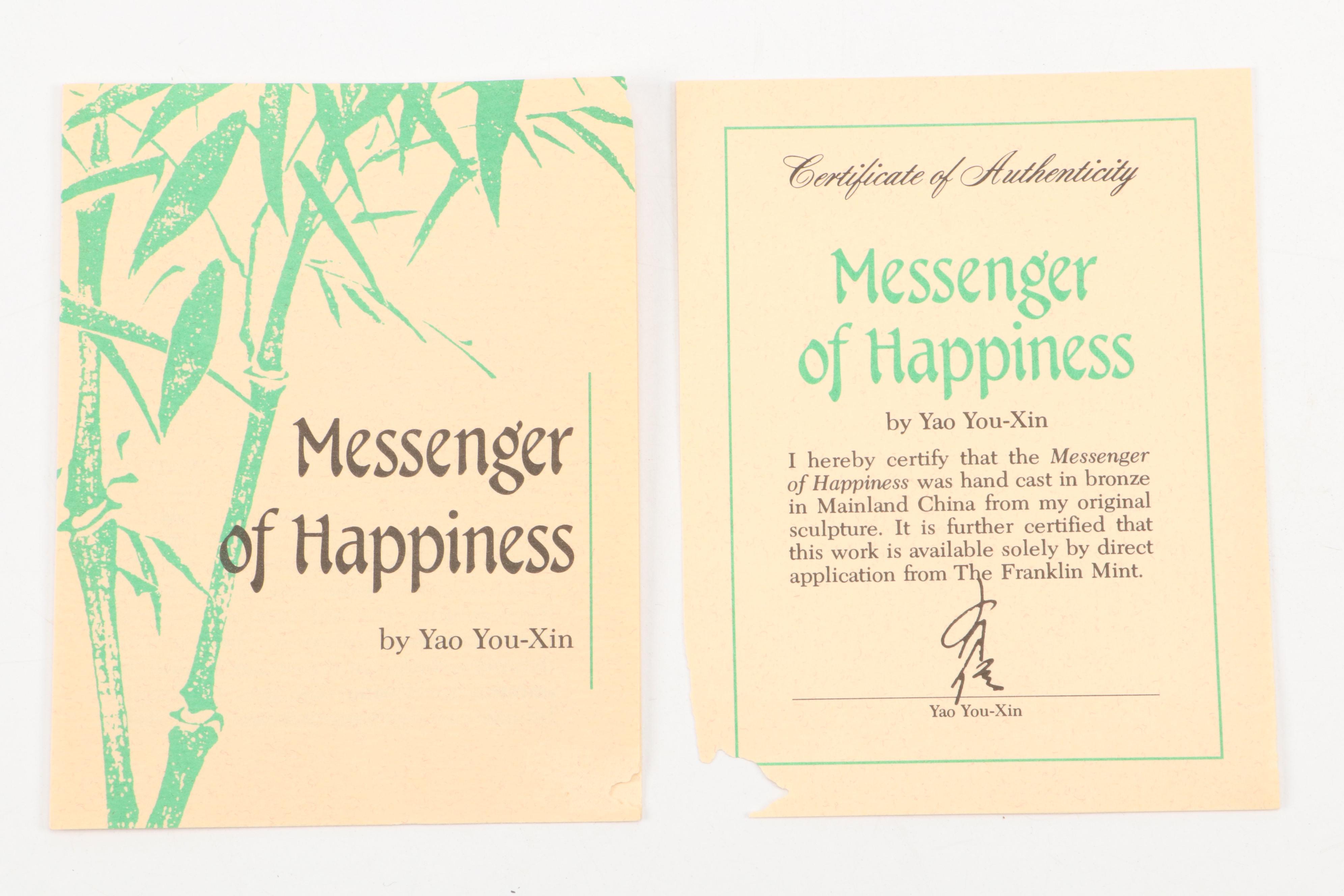 Yao You-Xin for The Franklin Mint "Messenger of Happiness" Bronze Figurine, 1985