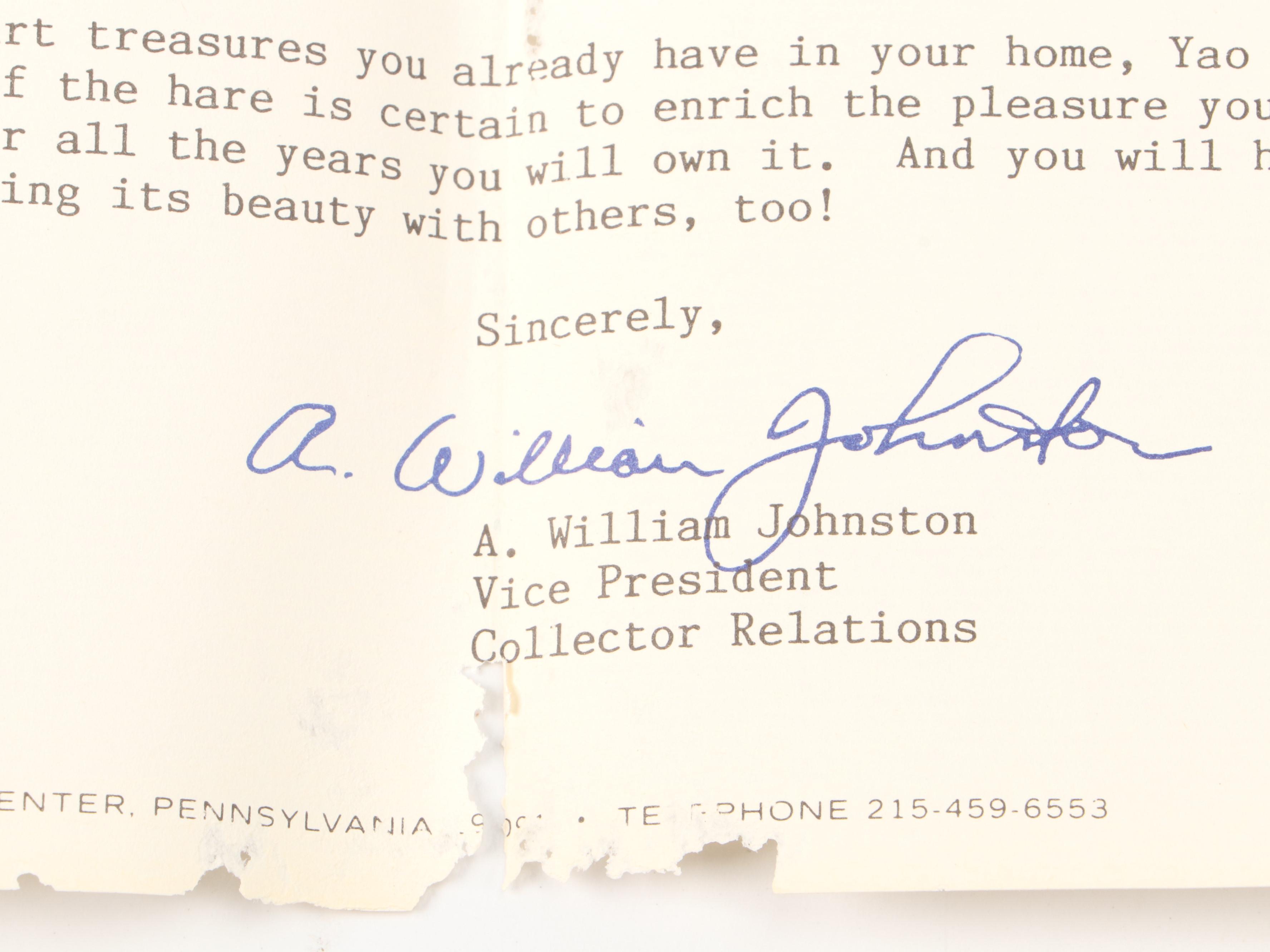 Yao You-Xin for The Franklin Mint "Messenger of Happiness" Bronze Figurine, 1985