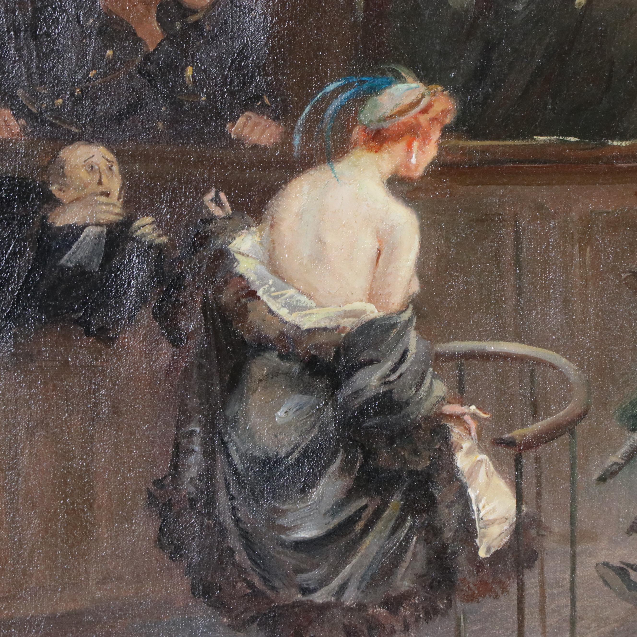 Gaston Hoffmann Oil Painting "Presenting the Evidence," Circa 1930