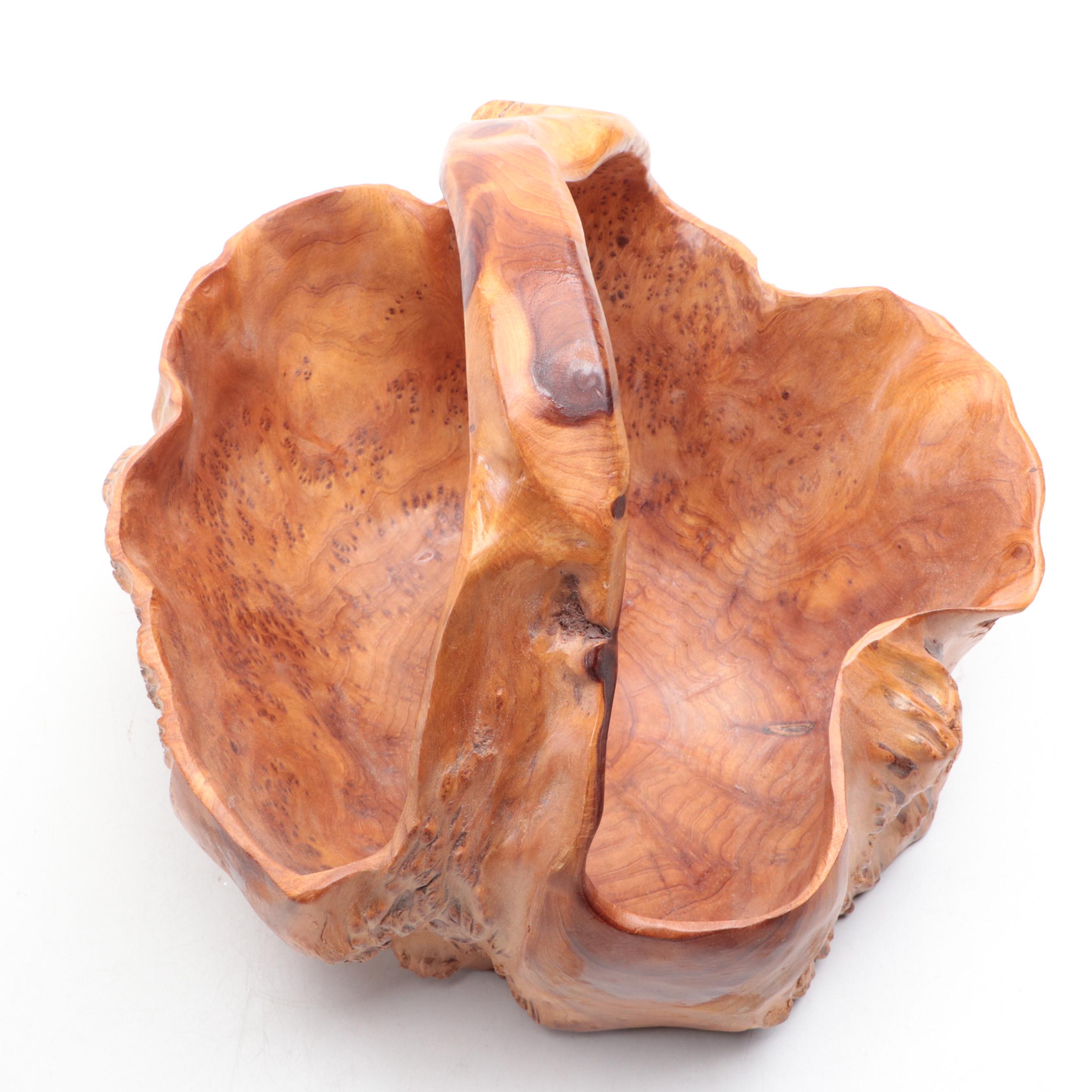 Shan Mu Cypress Burl Wood Hand-Crafted Single Piece Basket