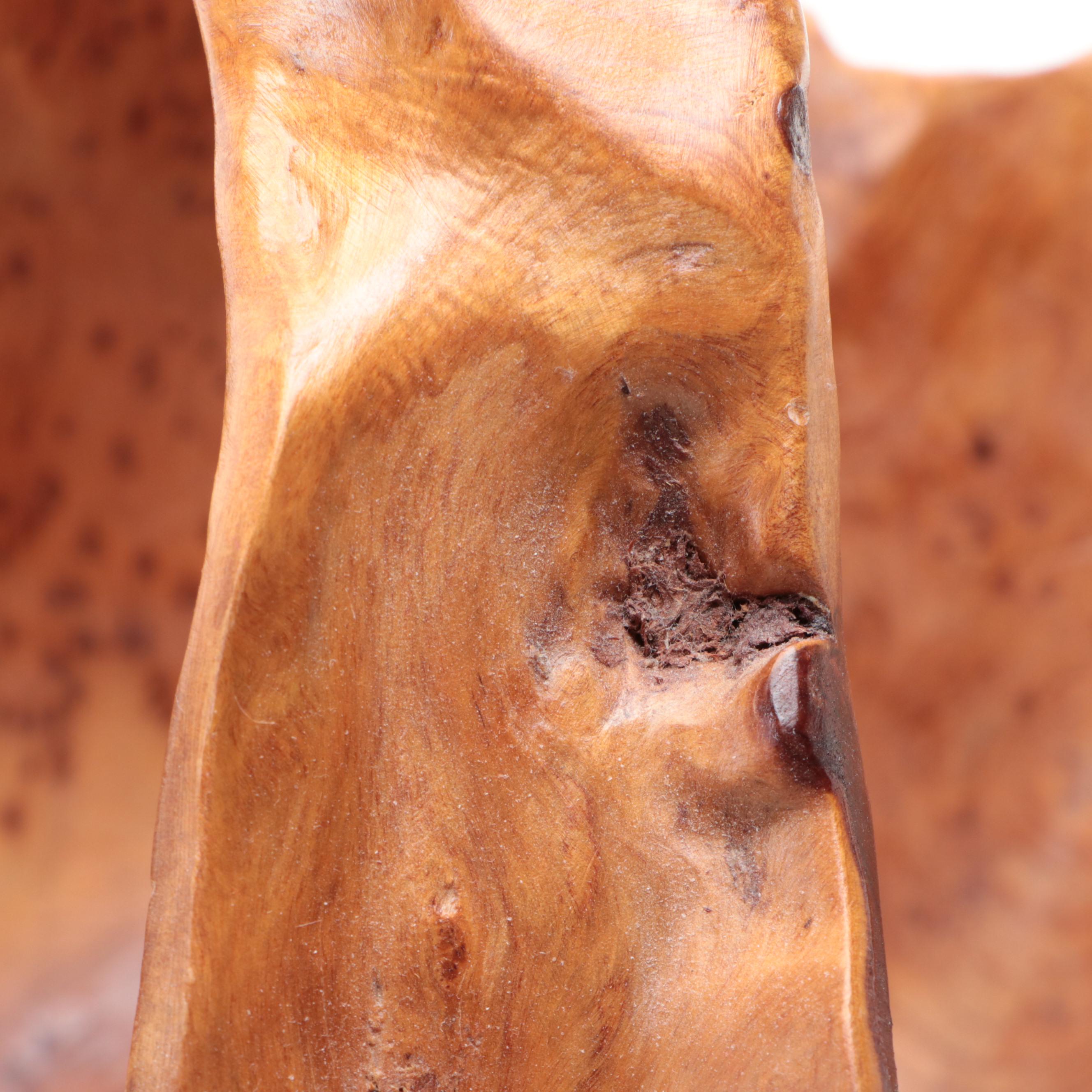 Shan Mu Cypress Burl Wood Hand-Crafted Single Piece Basket