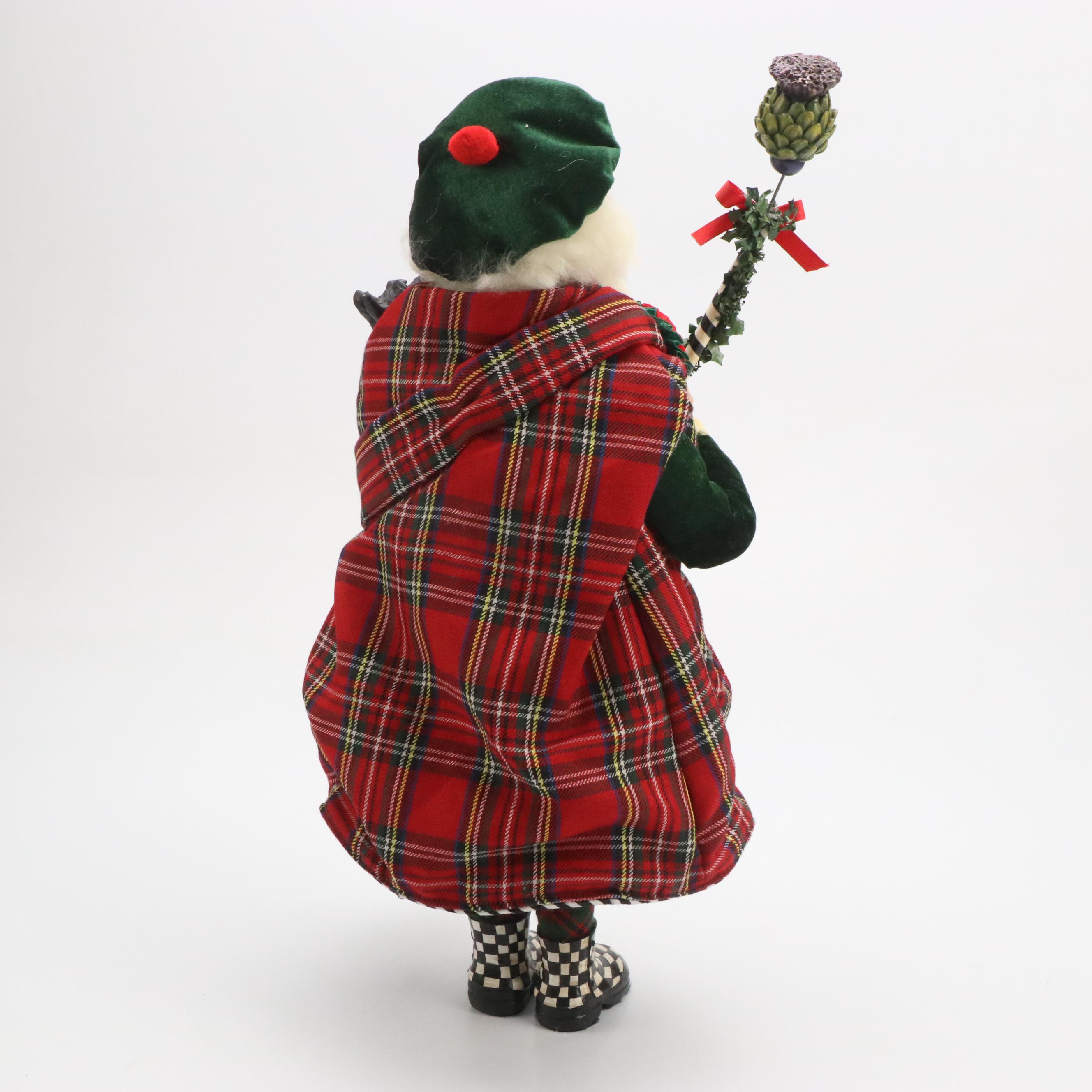 MacKenzie-Childs Ceramic and Fabric Santa Figurine