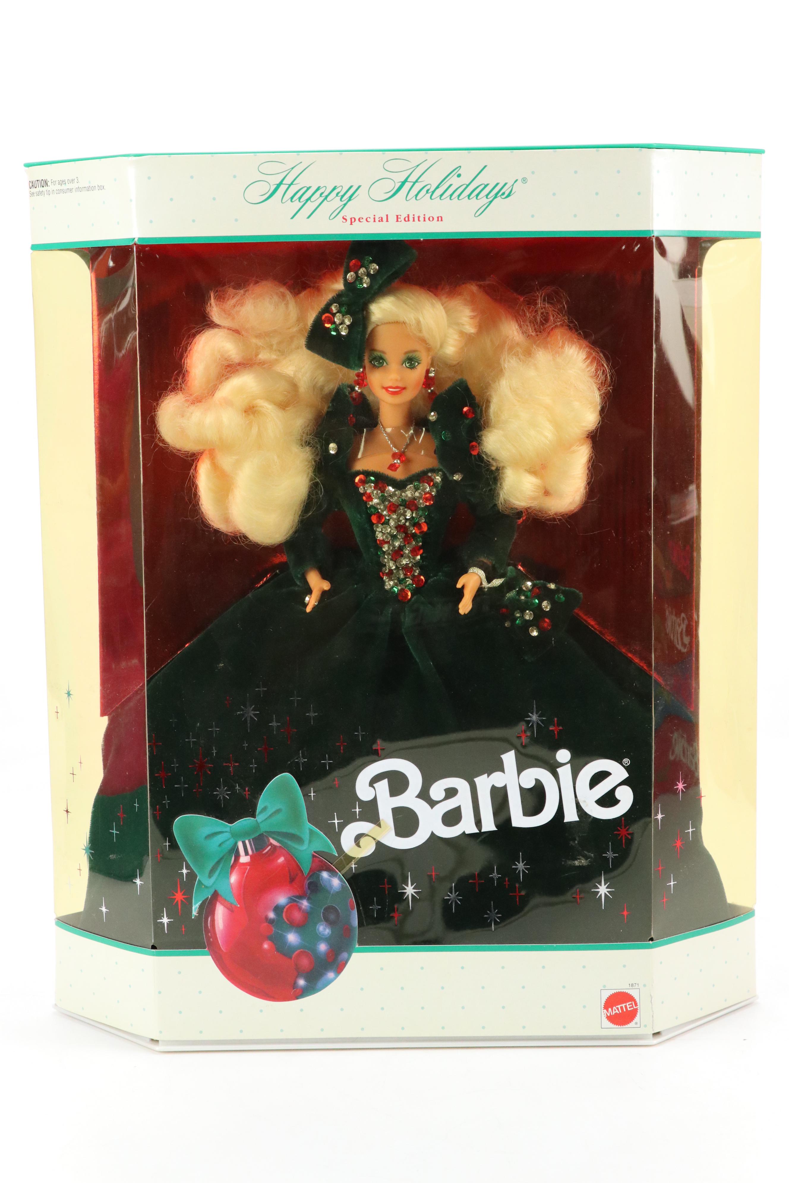 Mattel Barbie "Happy Holiday" Dolls, Puzzles and Lunch Box, 1988