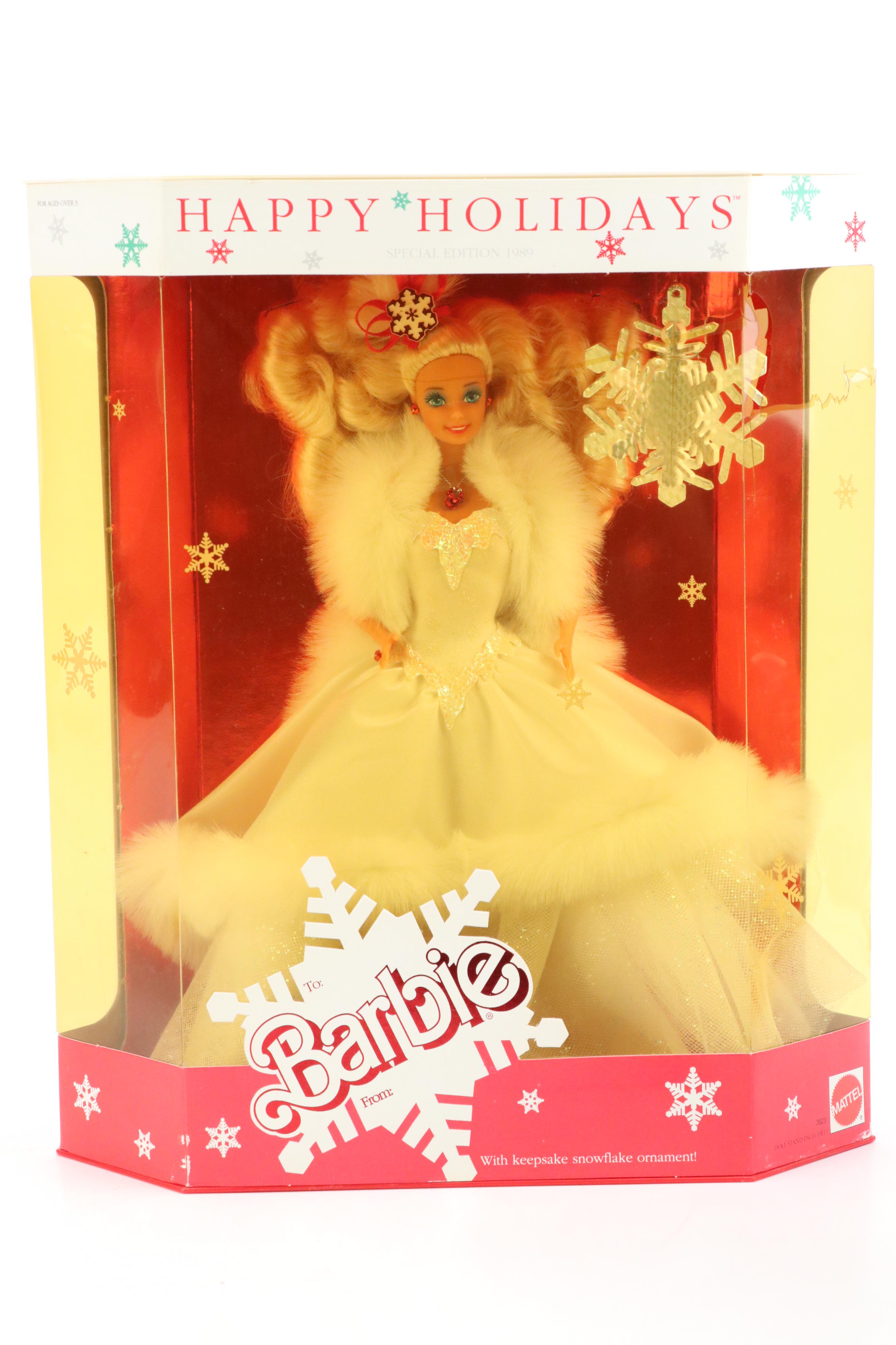 Mattel Barbie "Happy Holiday" Dolls, Puzzles and Lunch Box, 1988