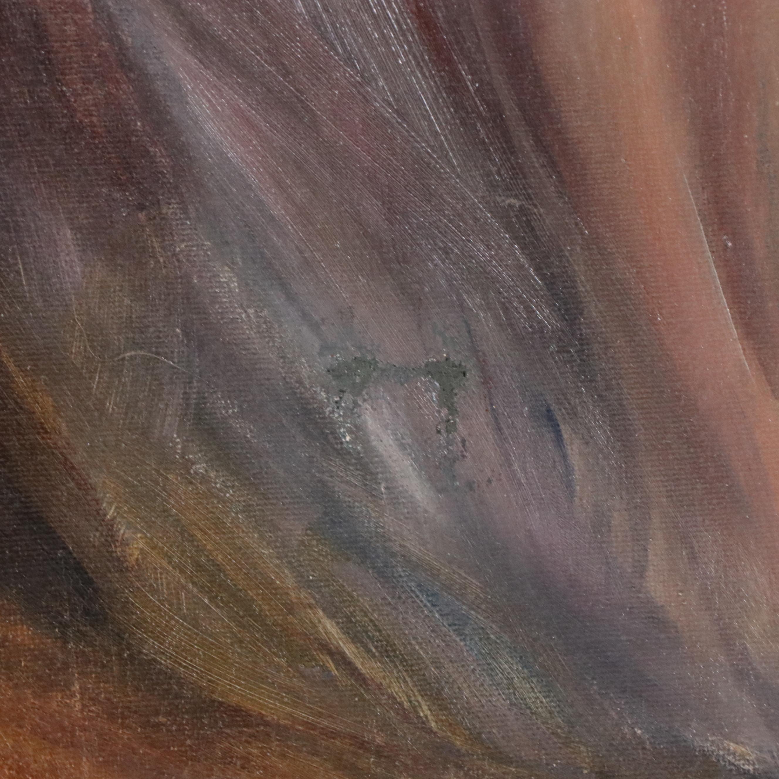 Impressionist Style Figurative Oil Painting of Seated Female