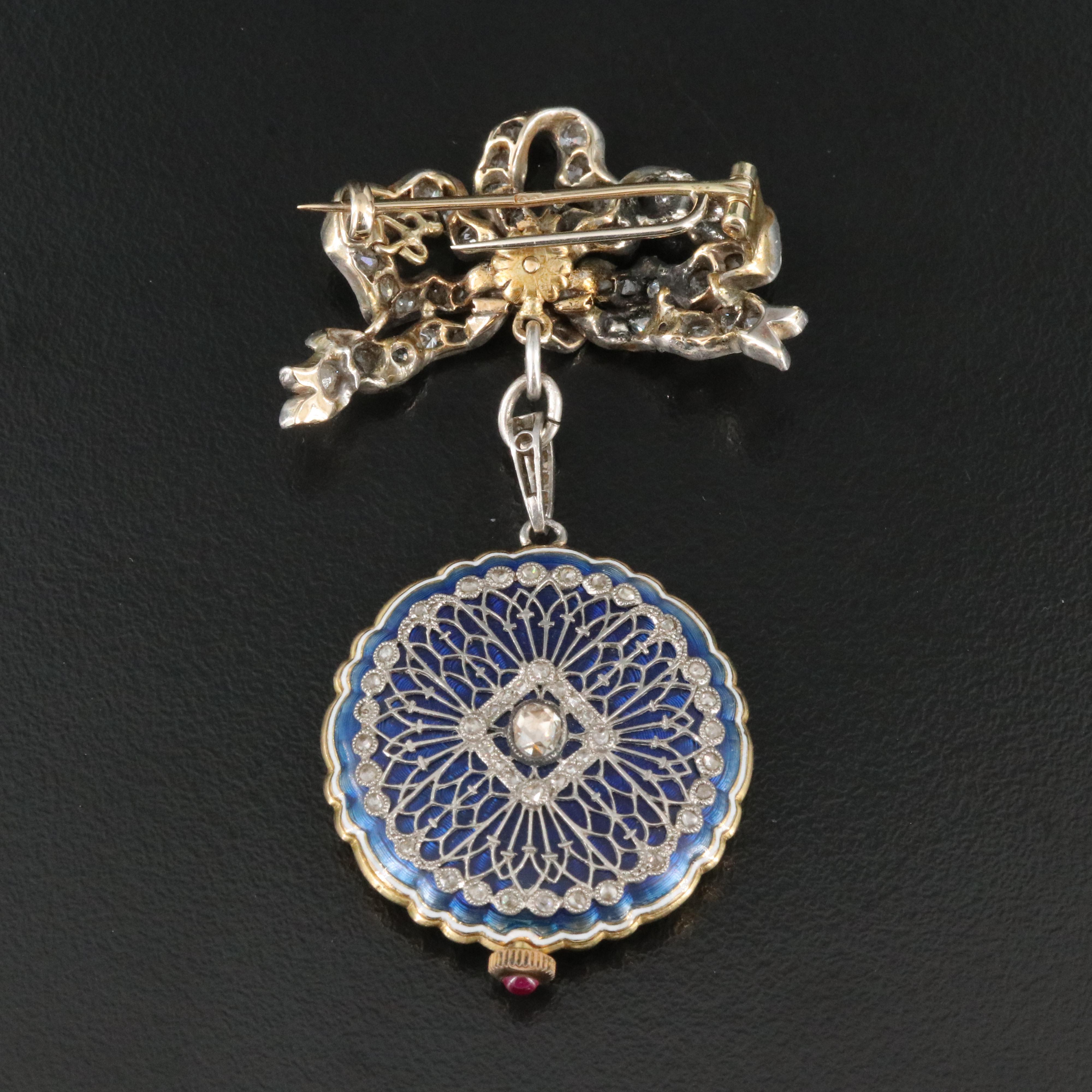 Fabergé 2.50 CTW Diamond Watch Pin with Cartier for Fabergé Pendant Watch