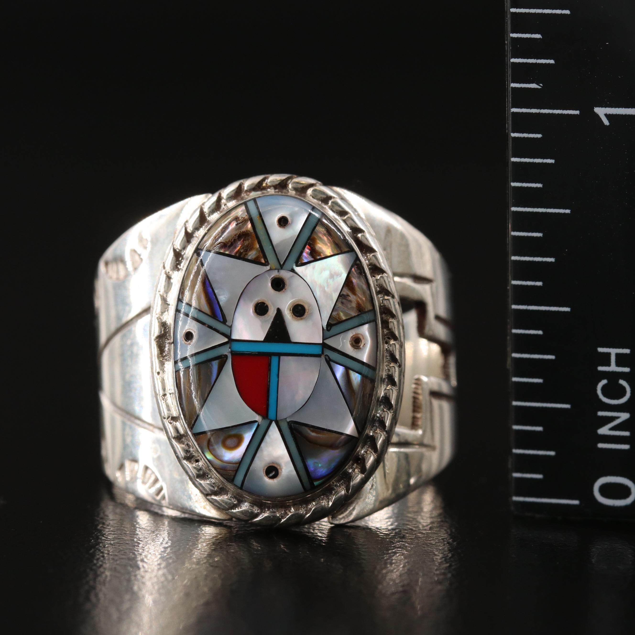 Southwestern Sterling Oval Inlay Ring