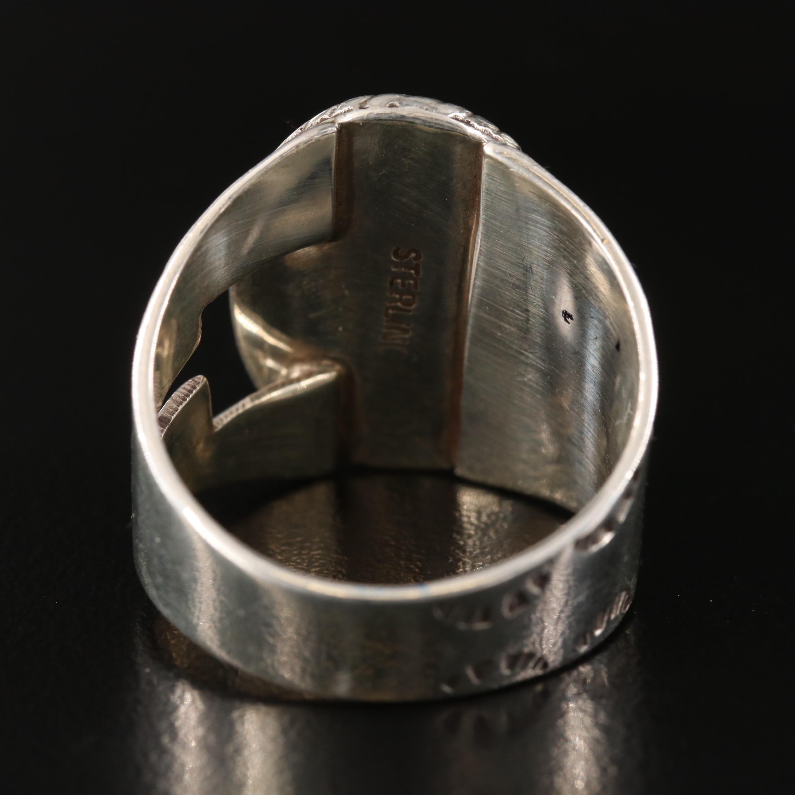 Southwestern Sterling Oval Inlay Ring