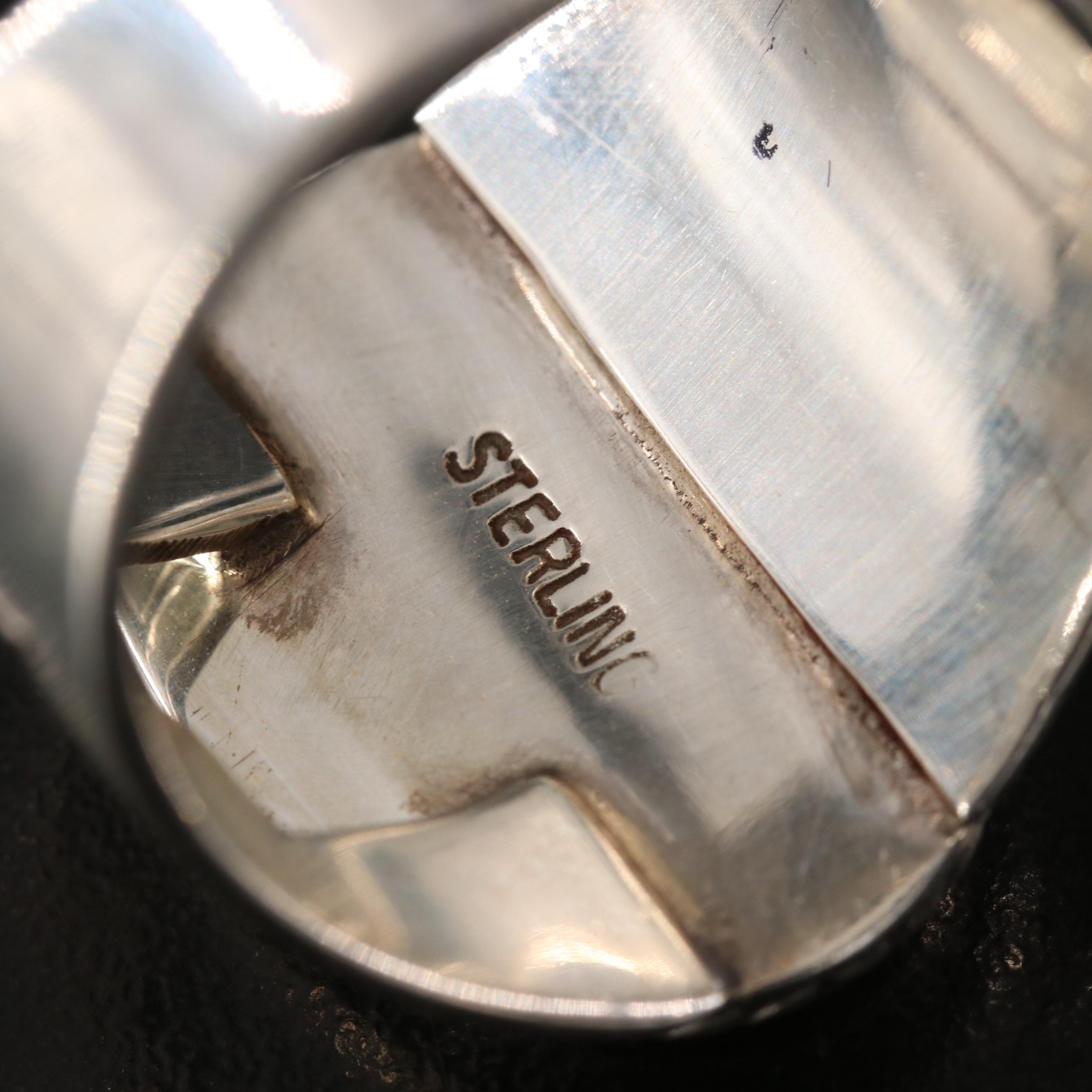 Southwestern Sterling Oval Inlay Ring