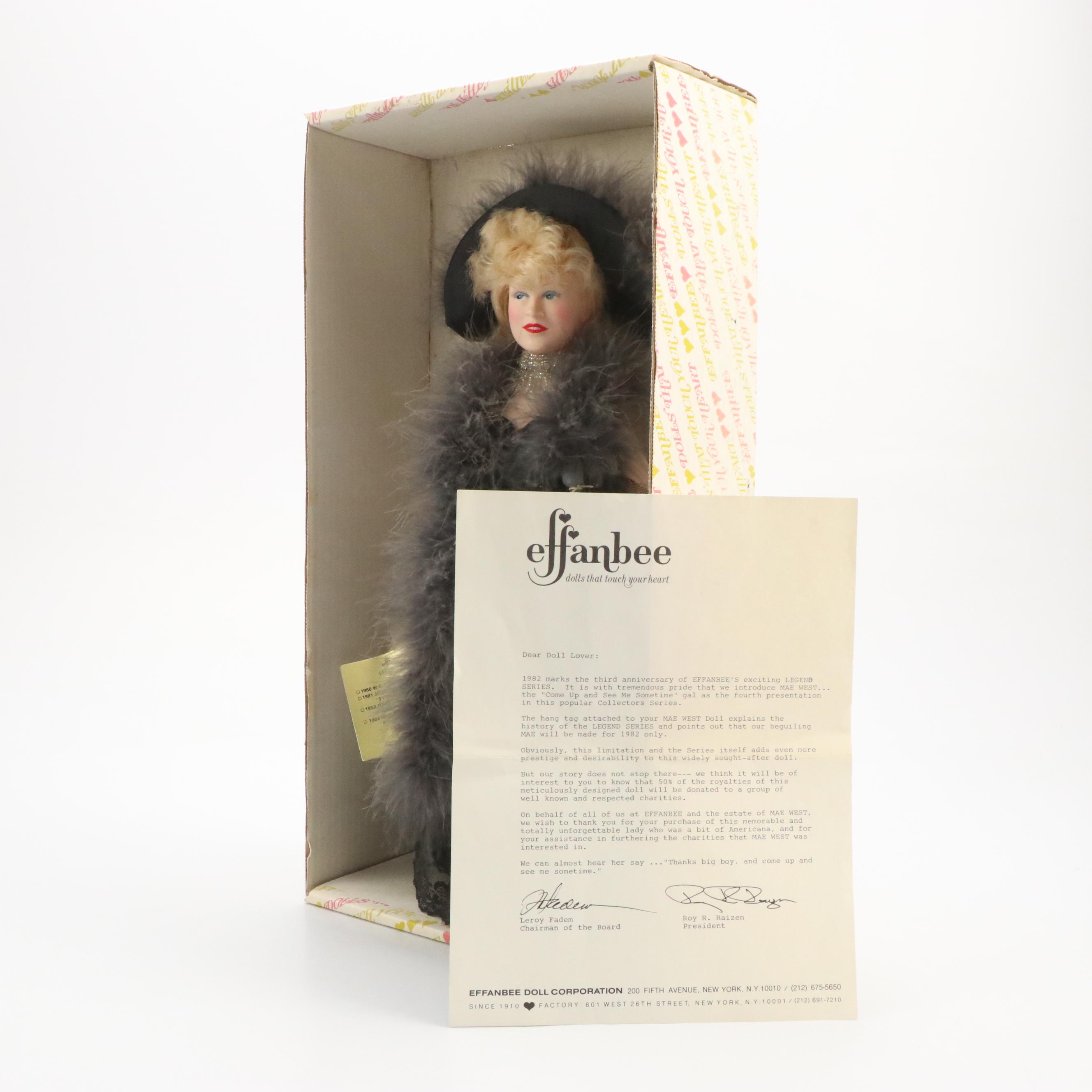 Effanbee W.C. Fields and Mae West Dolls with CoA and Literature, 1980s