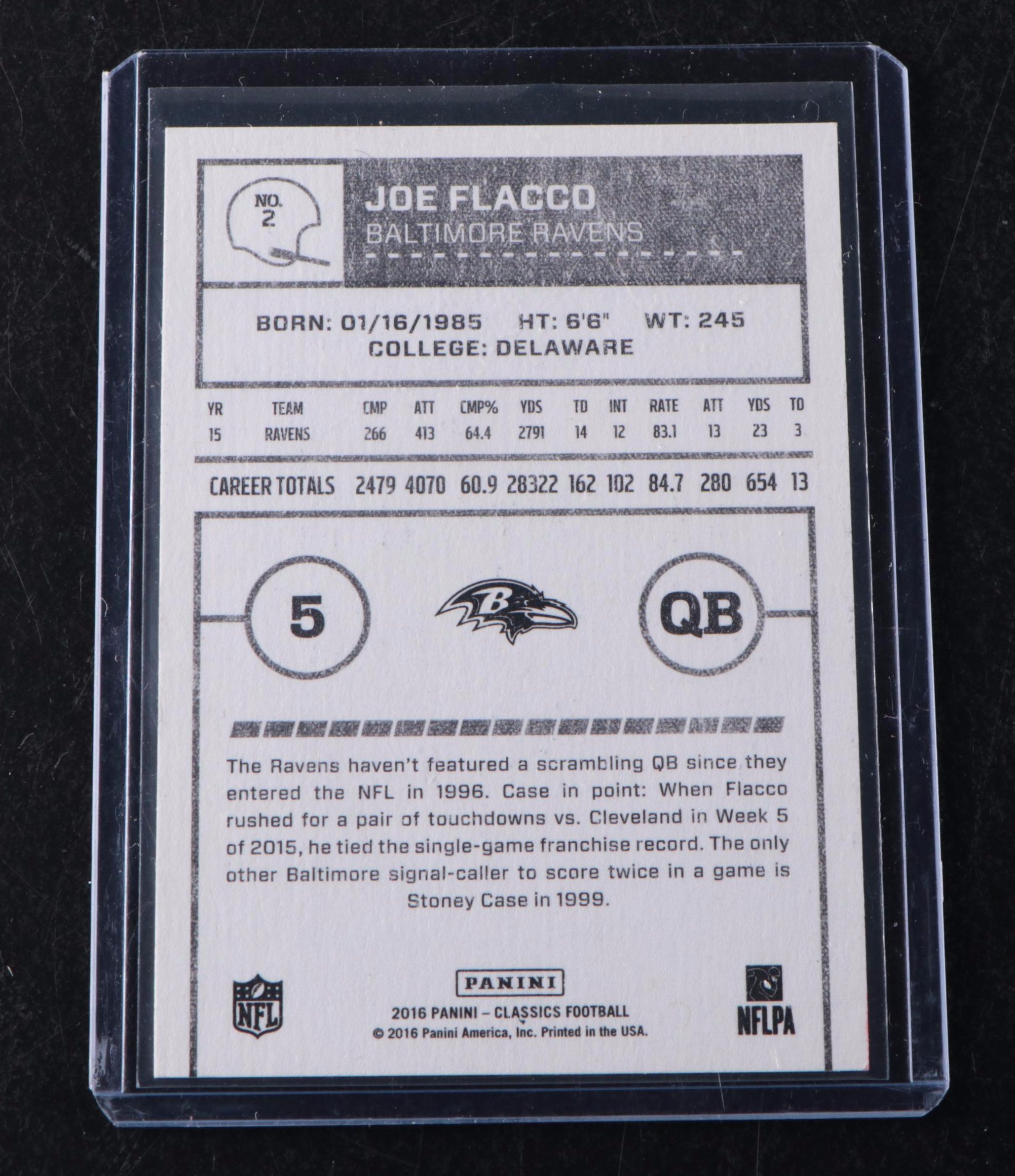 2016 Classics Joe Flacco Signed Baltimore Ravens Football Card #2