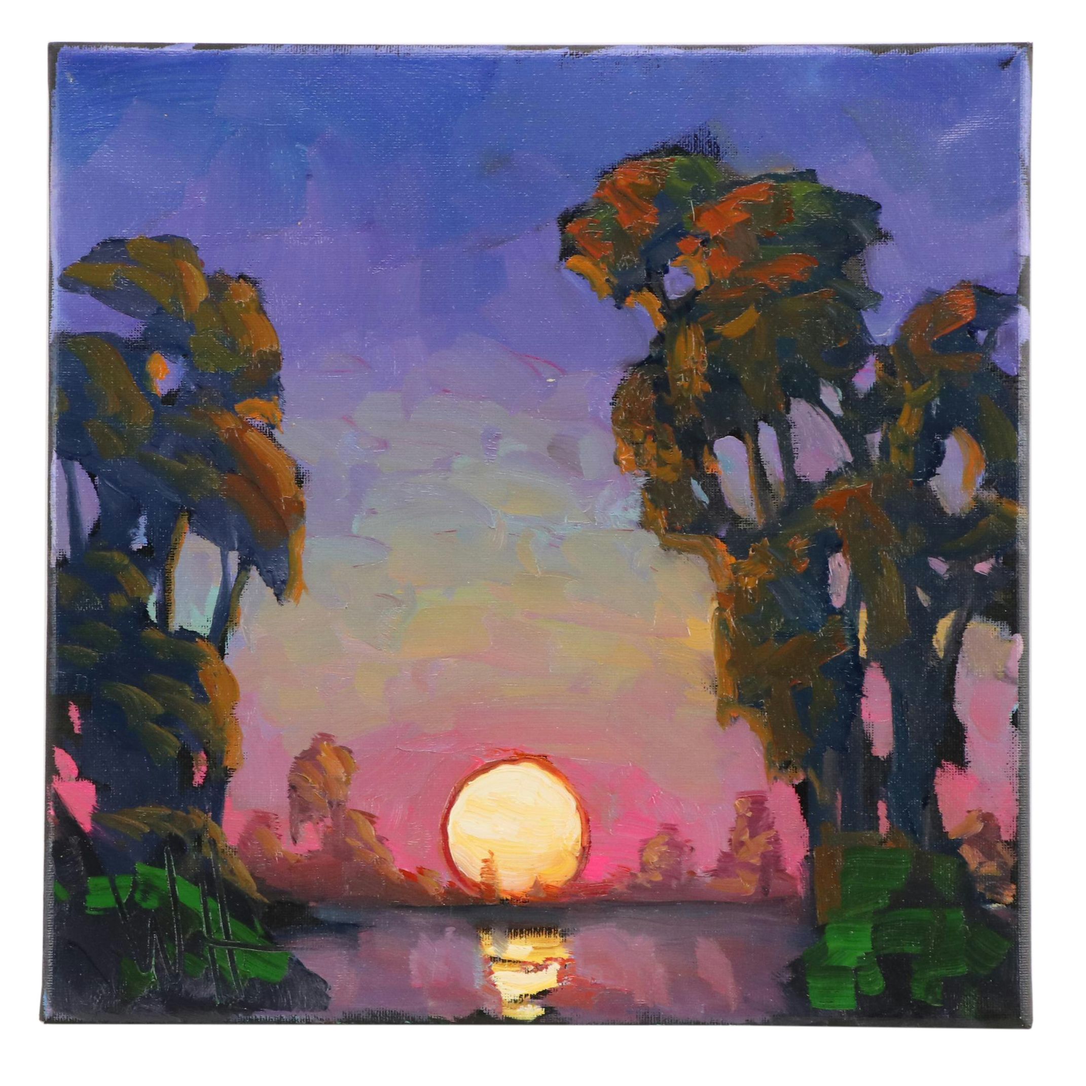 William Hawkins Sunset Landscape Oil Painting, 21st Century