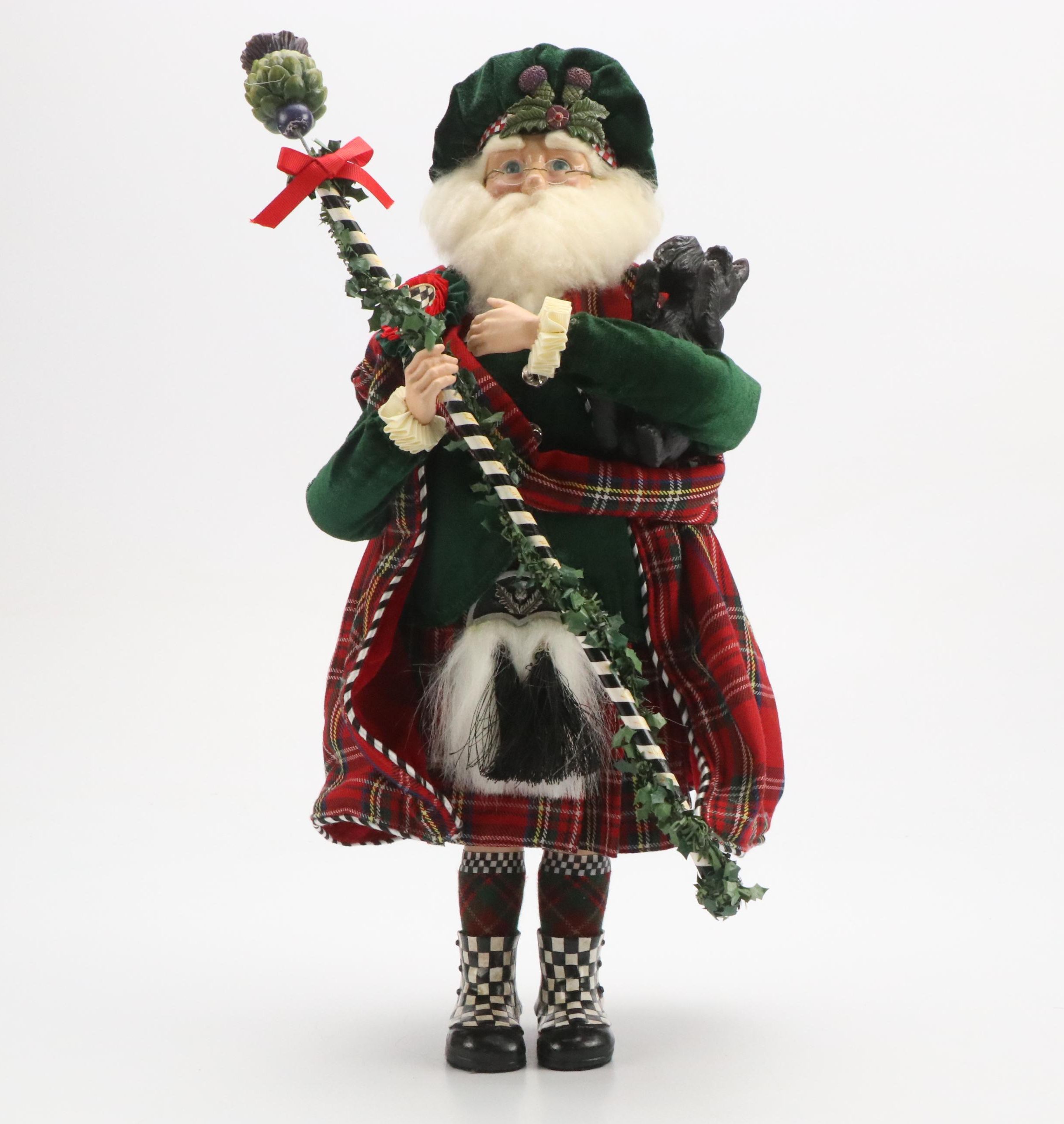 MacKenzie-Childs Ceramic and Fabric Santa Figurine