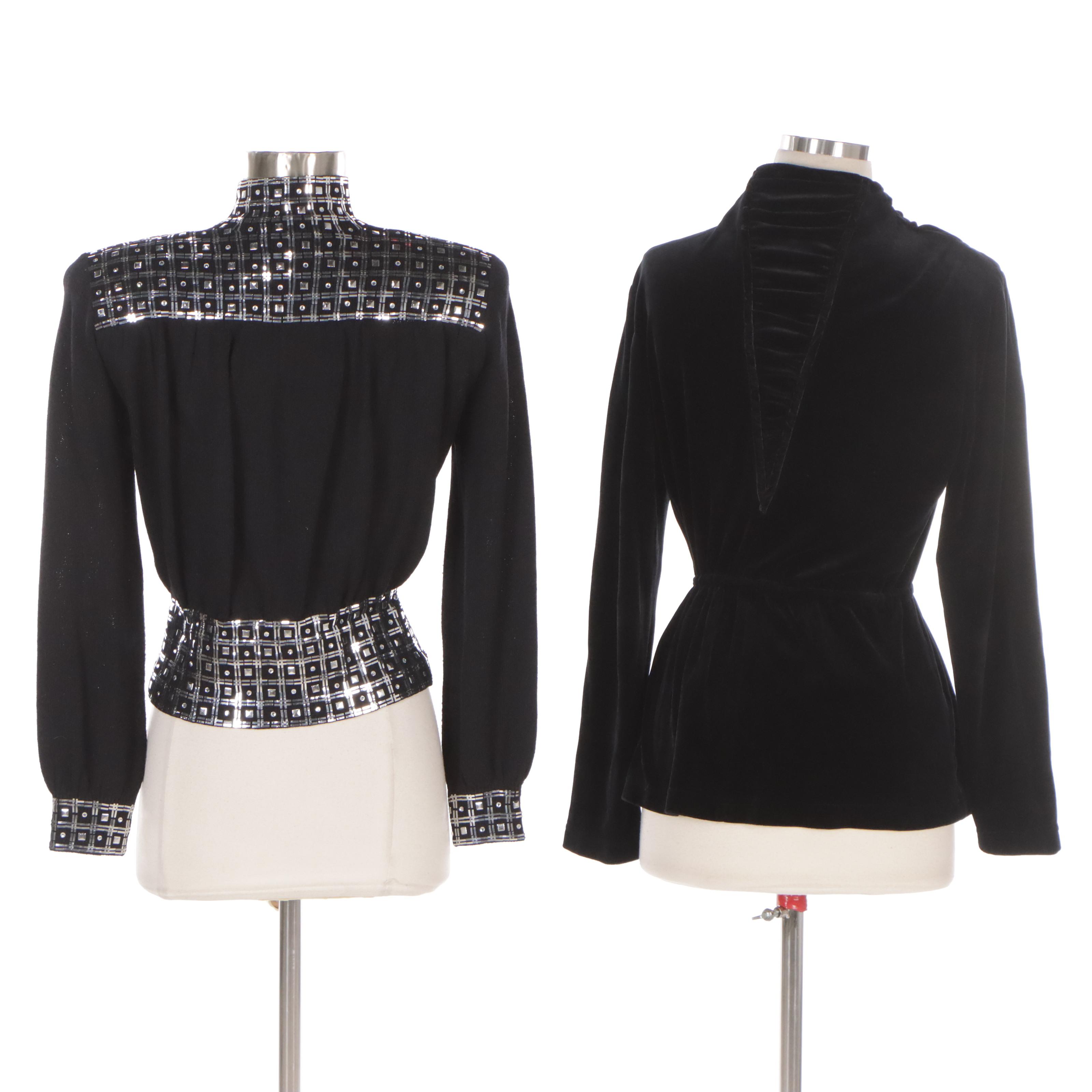 St. John Sport Front Ruched Jacket and St. John Embellished Knit Jacket in Black