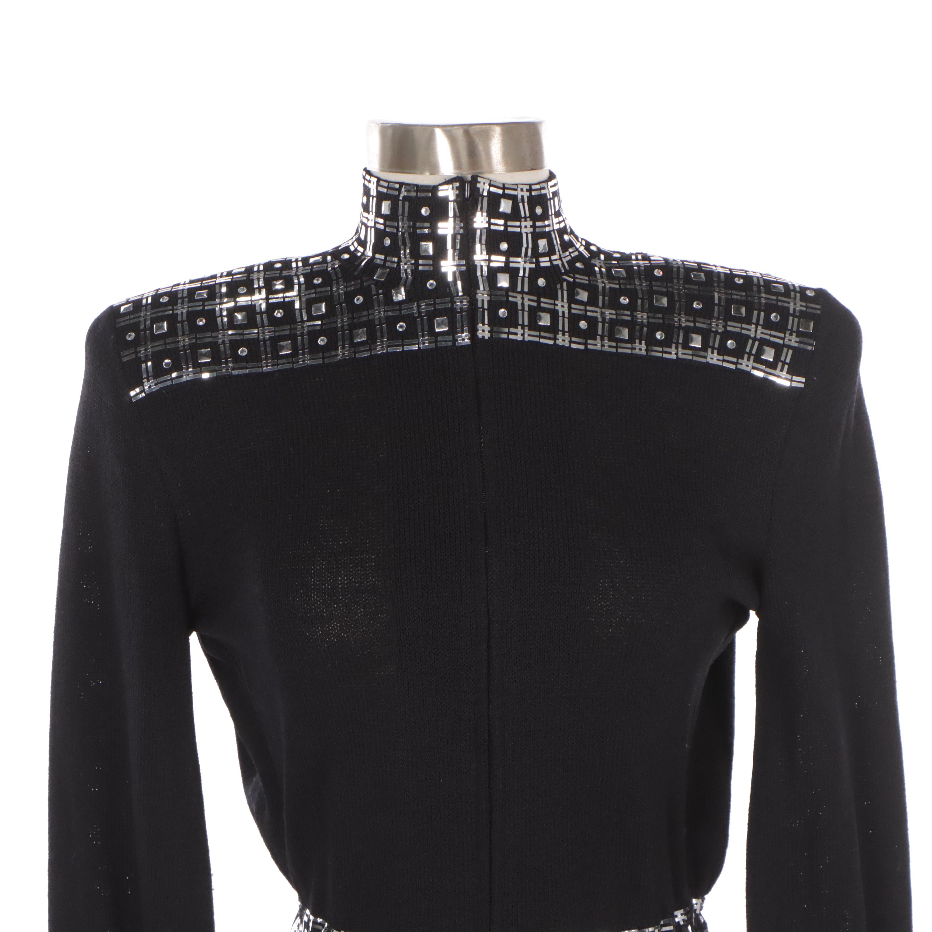St. John Sport Front Ruched Jacket and St. John Embellished Knit Jacket in Black