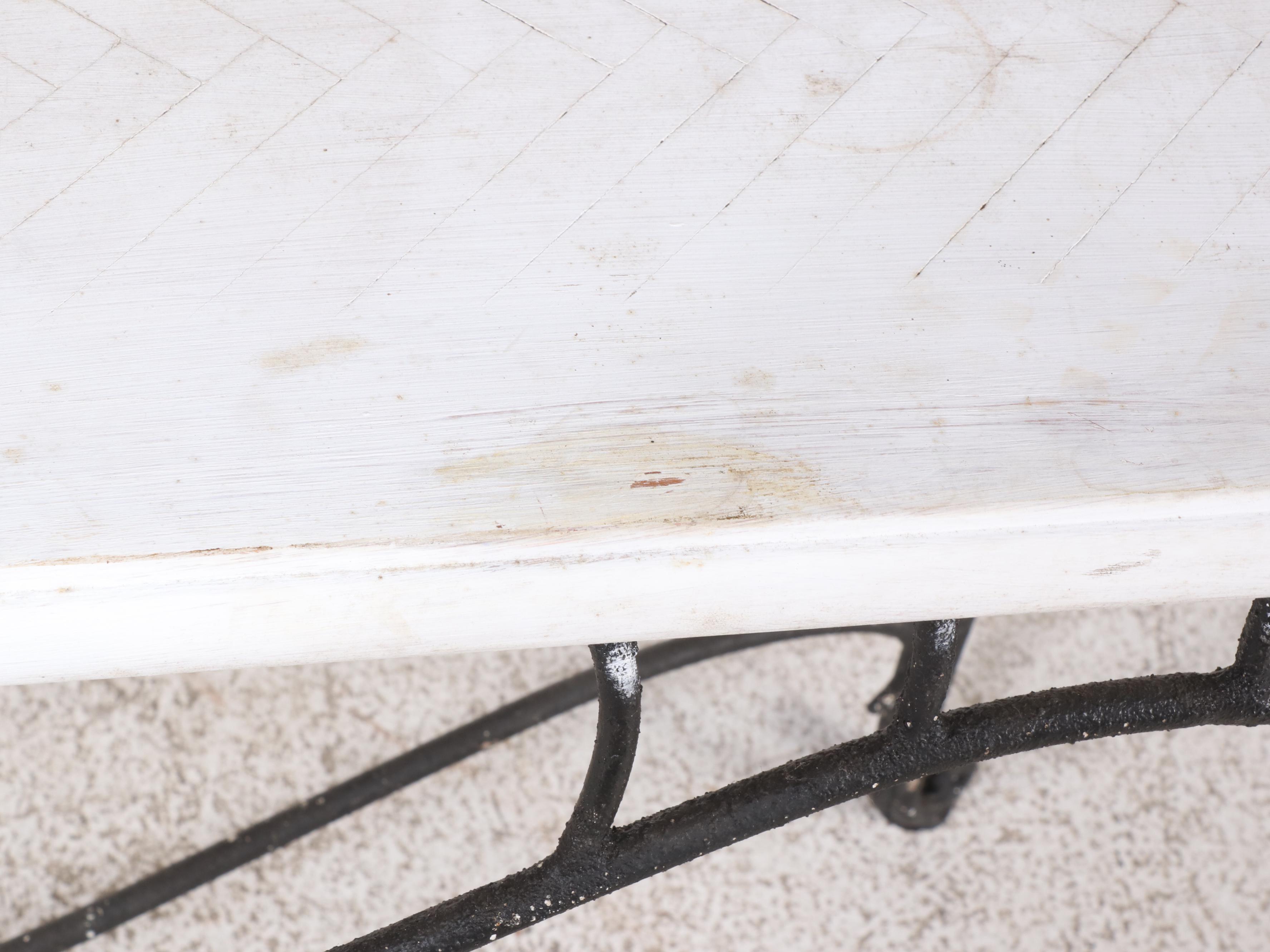 French Style Painted Metal and Wooden Top Oblong Low Table