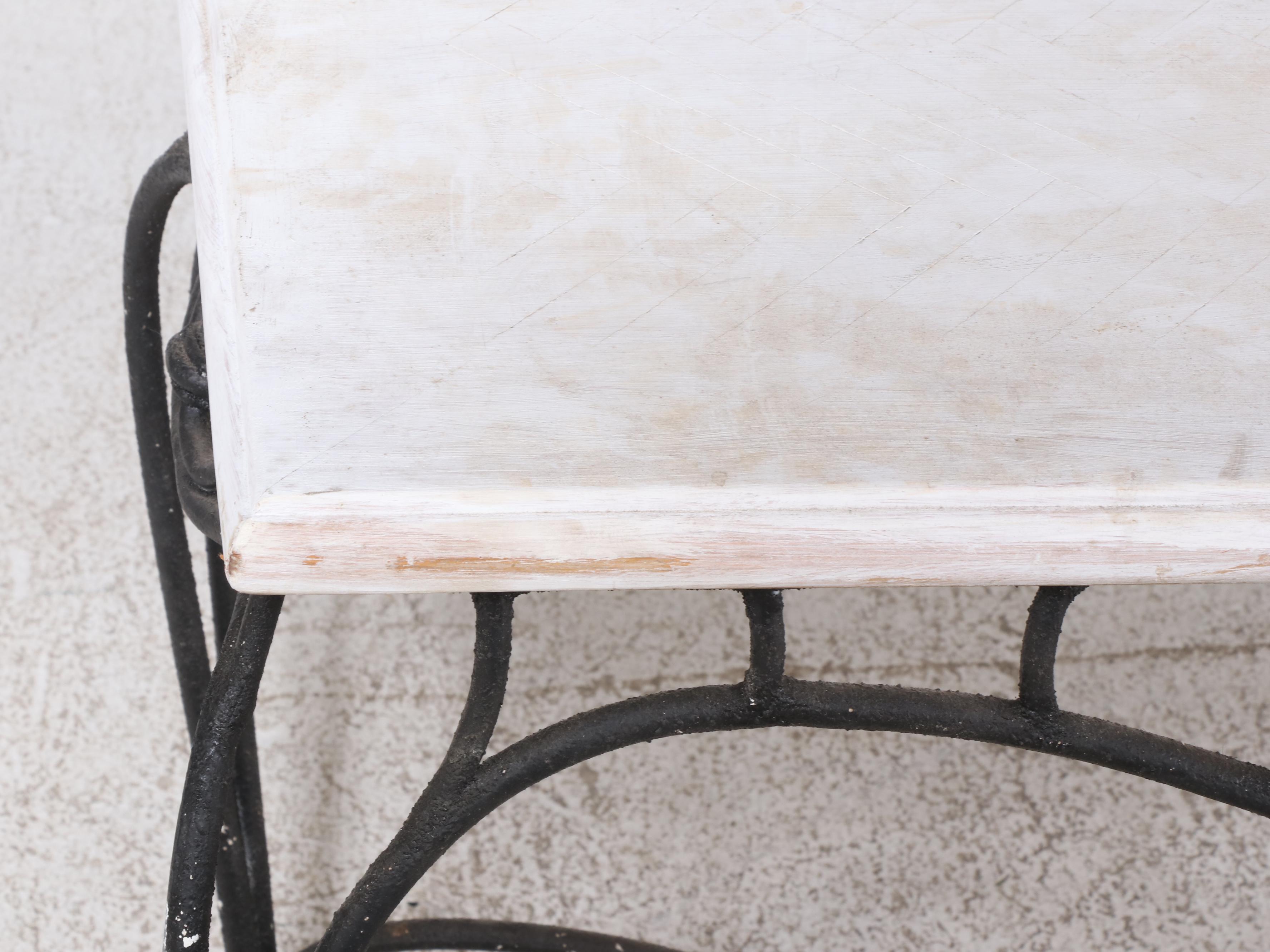 French Style Painted Metal and Wooden Top Oblong Low Table