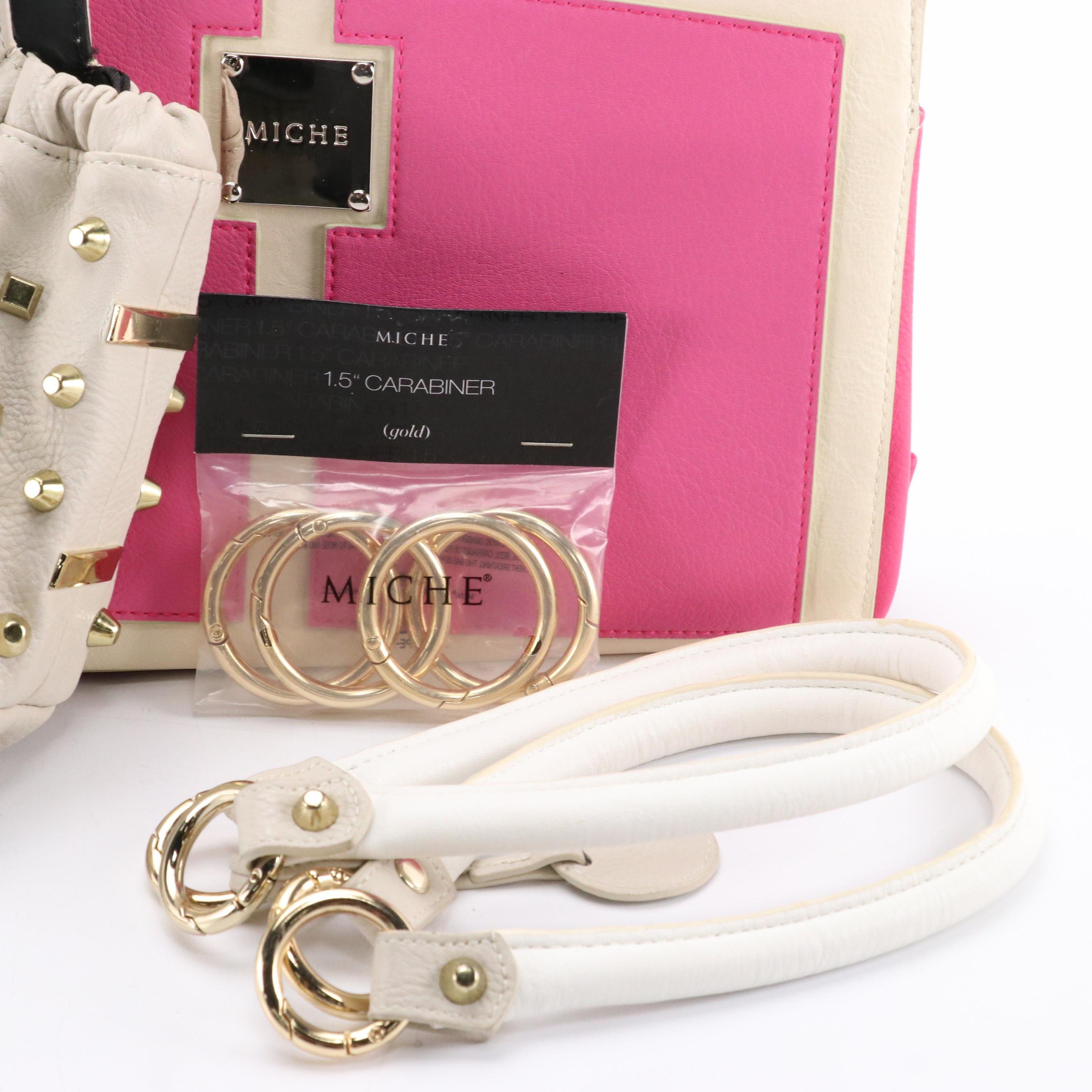 Miche Sorbet Classic Pink Faux Leather Clutch & Rhiane Lux Classic Handbag