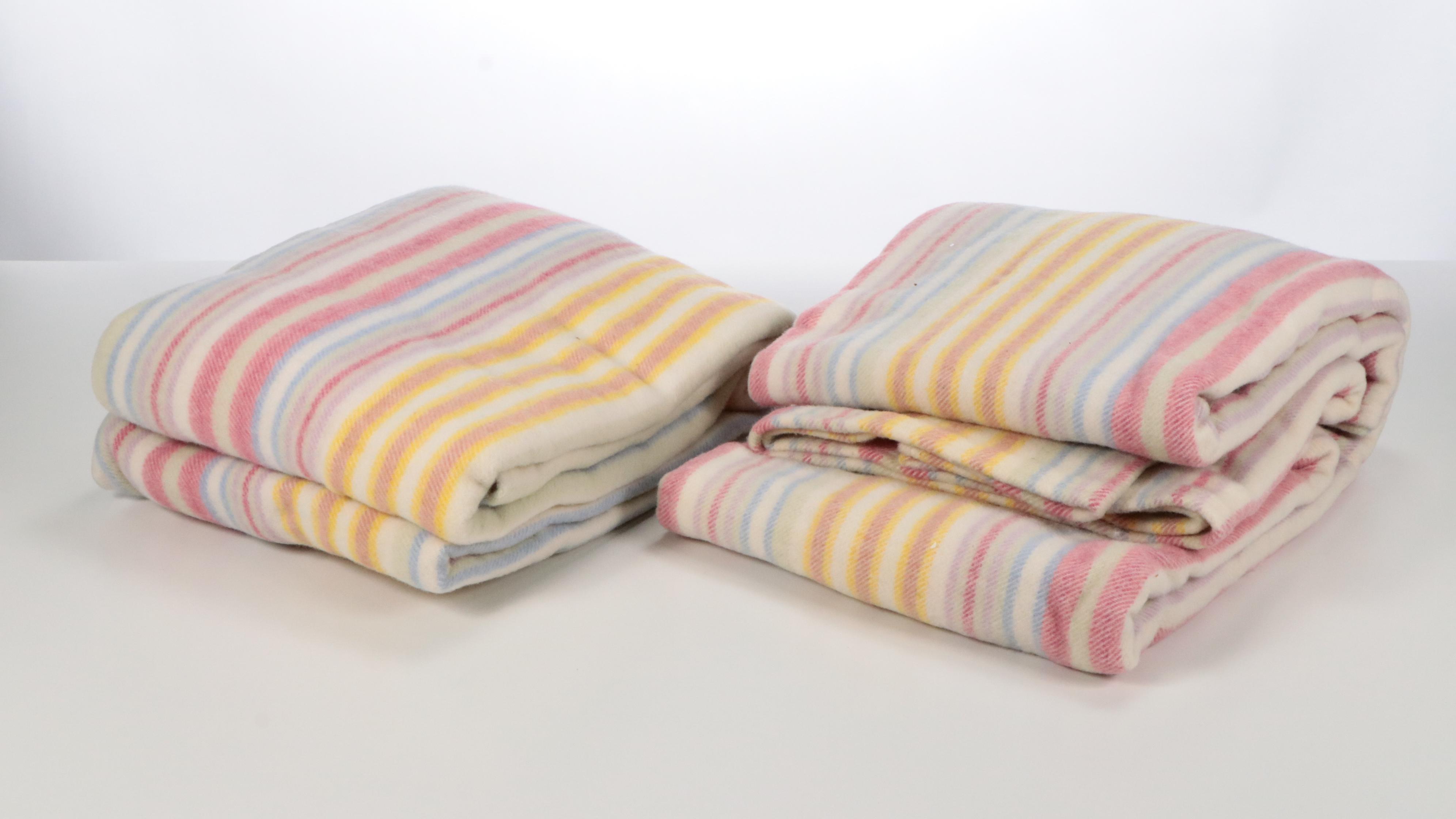 Pair of Matching Wool Blankets with Other Linen and Polyester Accent Pillows