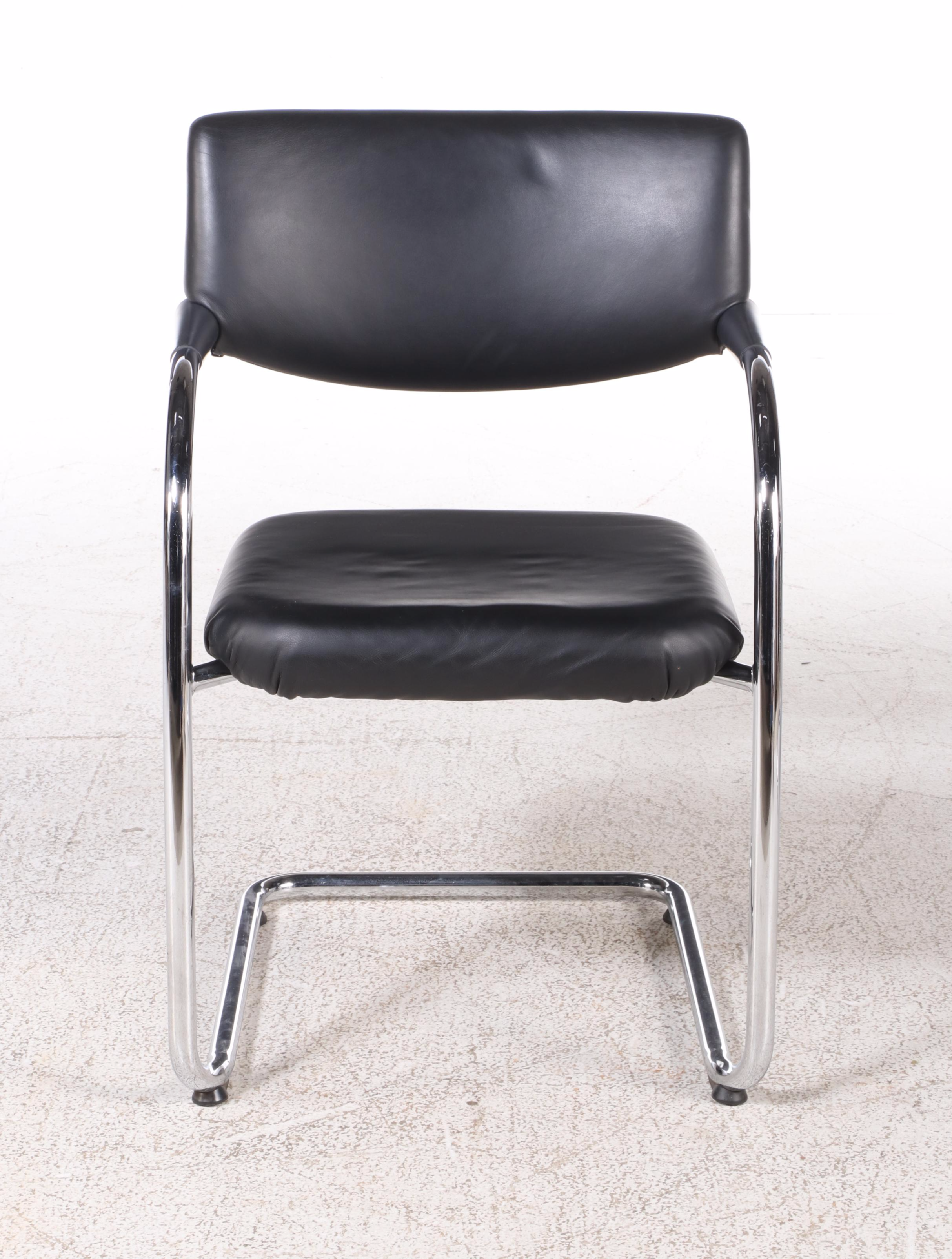 Antonio Citterio fo Vitra "Visasoft Visavis" Chrome and Leather Armchairs