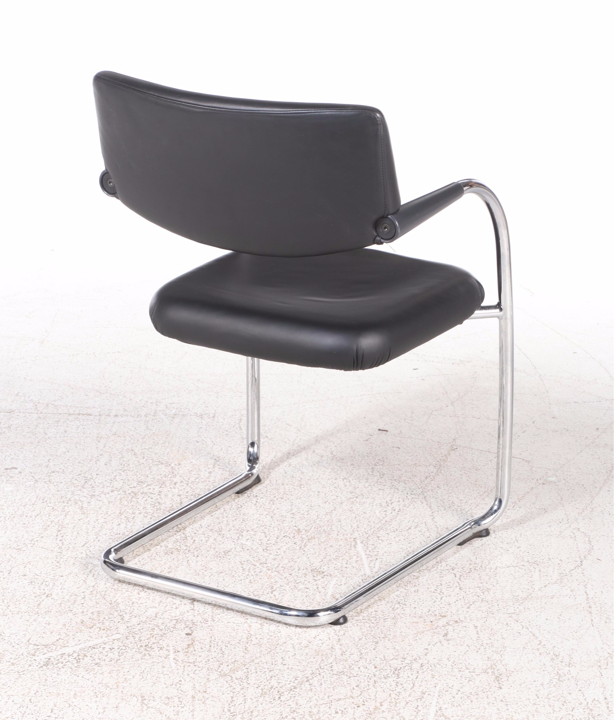 Antonio Citterio fo Vitra "Visasoft Visavis" Chrome and Leather Armchairs