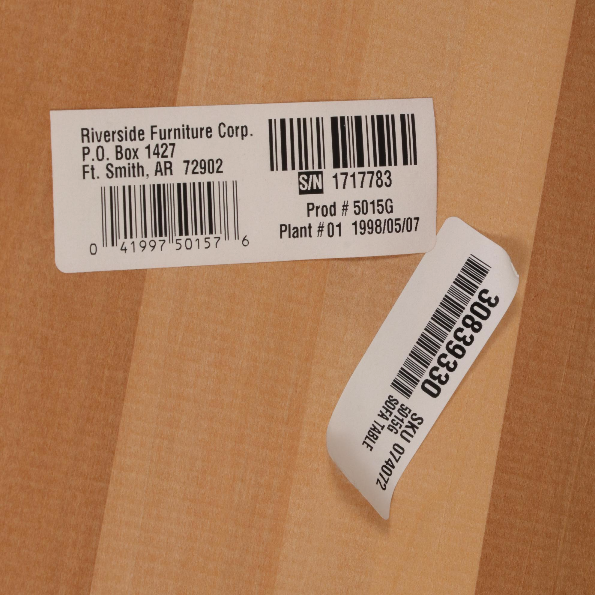 Riverside Furniture Hardwood Sofa Table with Green Stained Base, 21st Century