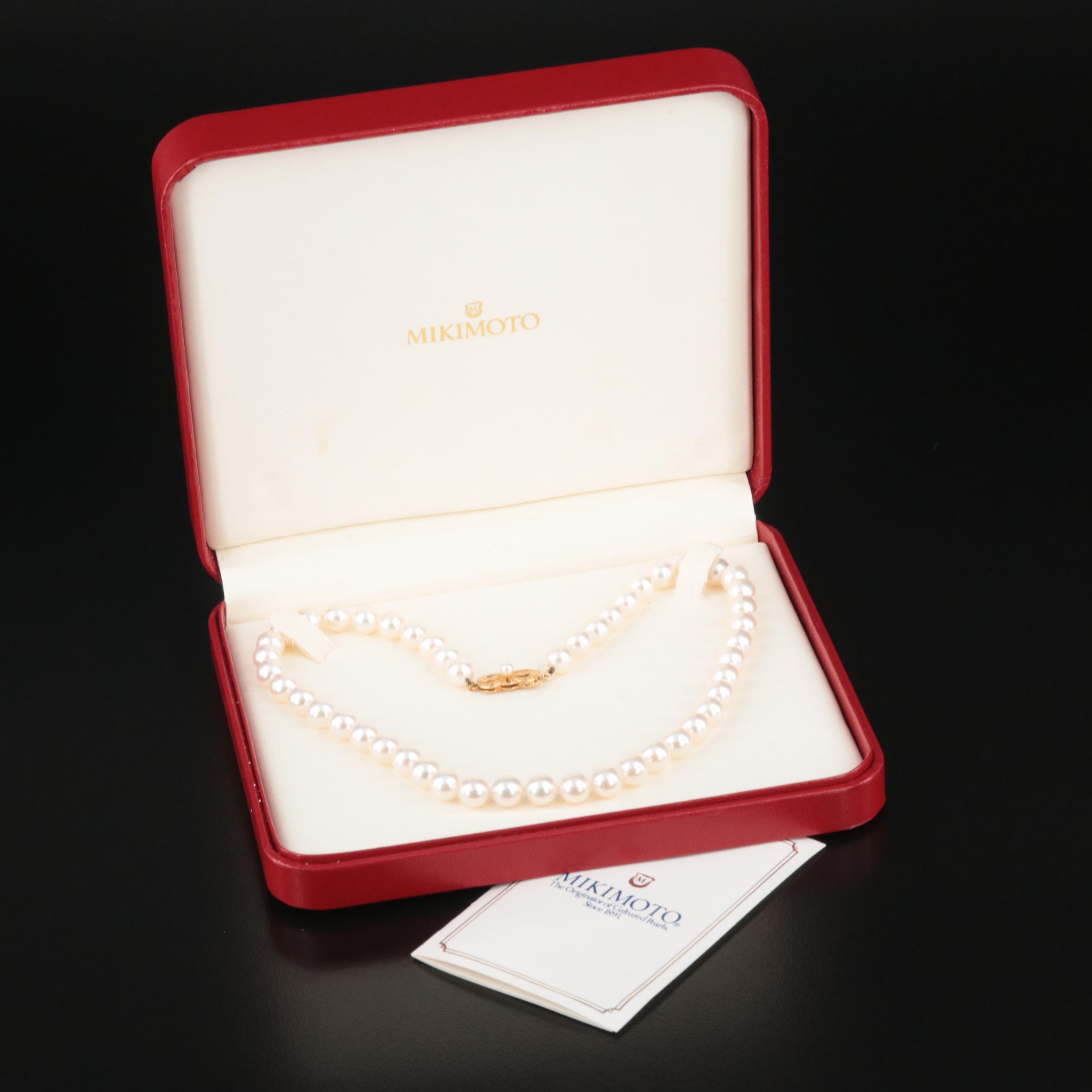 Mikimoto Pearl Necklace with 18K Clasp